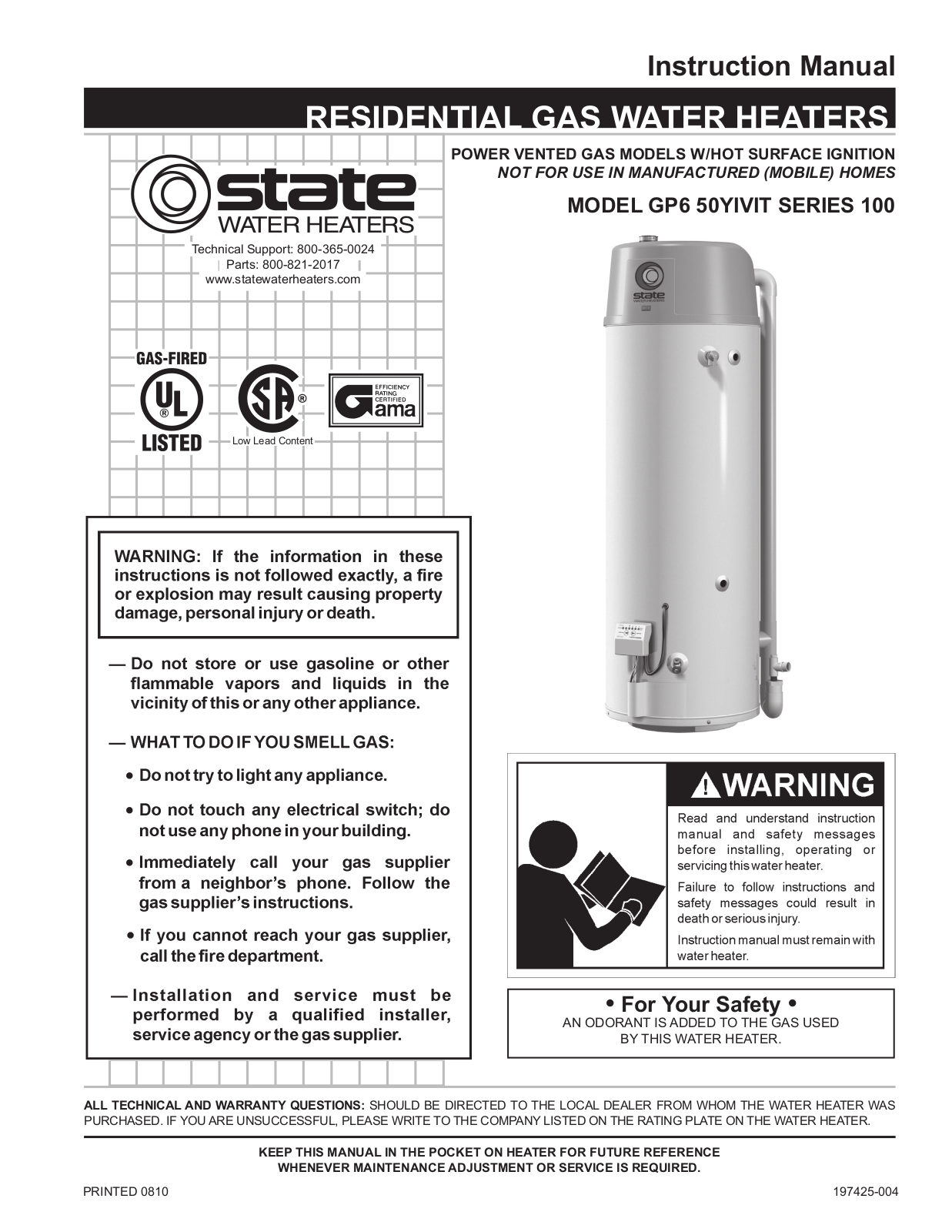 State Industries 197425-004 User Manual