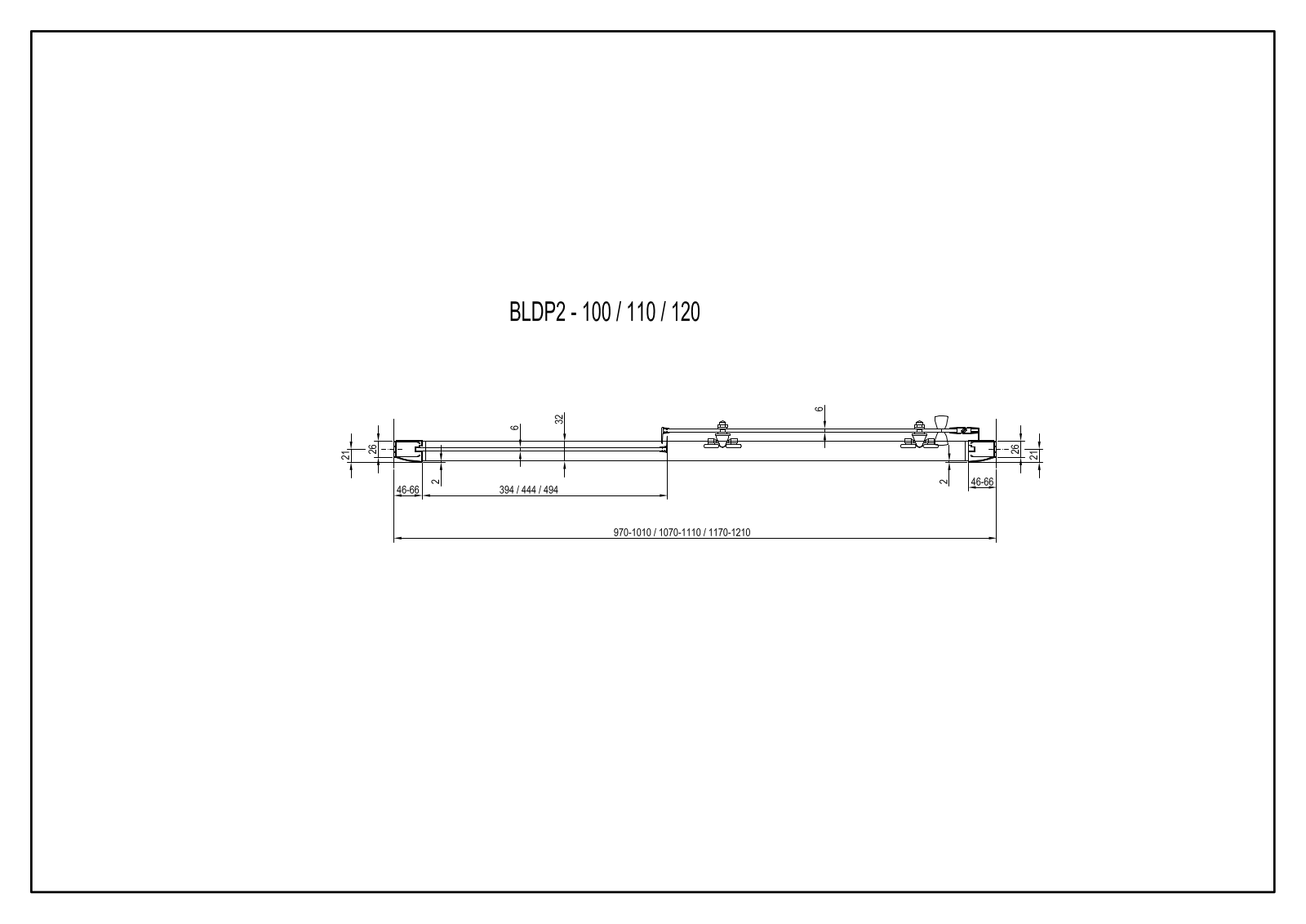 Ravak BLDP2 - 100, BLDP2 -110, BLDP2 -120 Dimensions