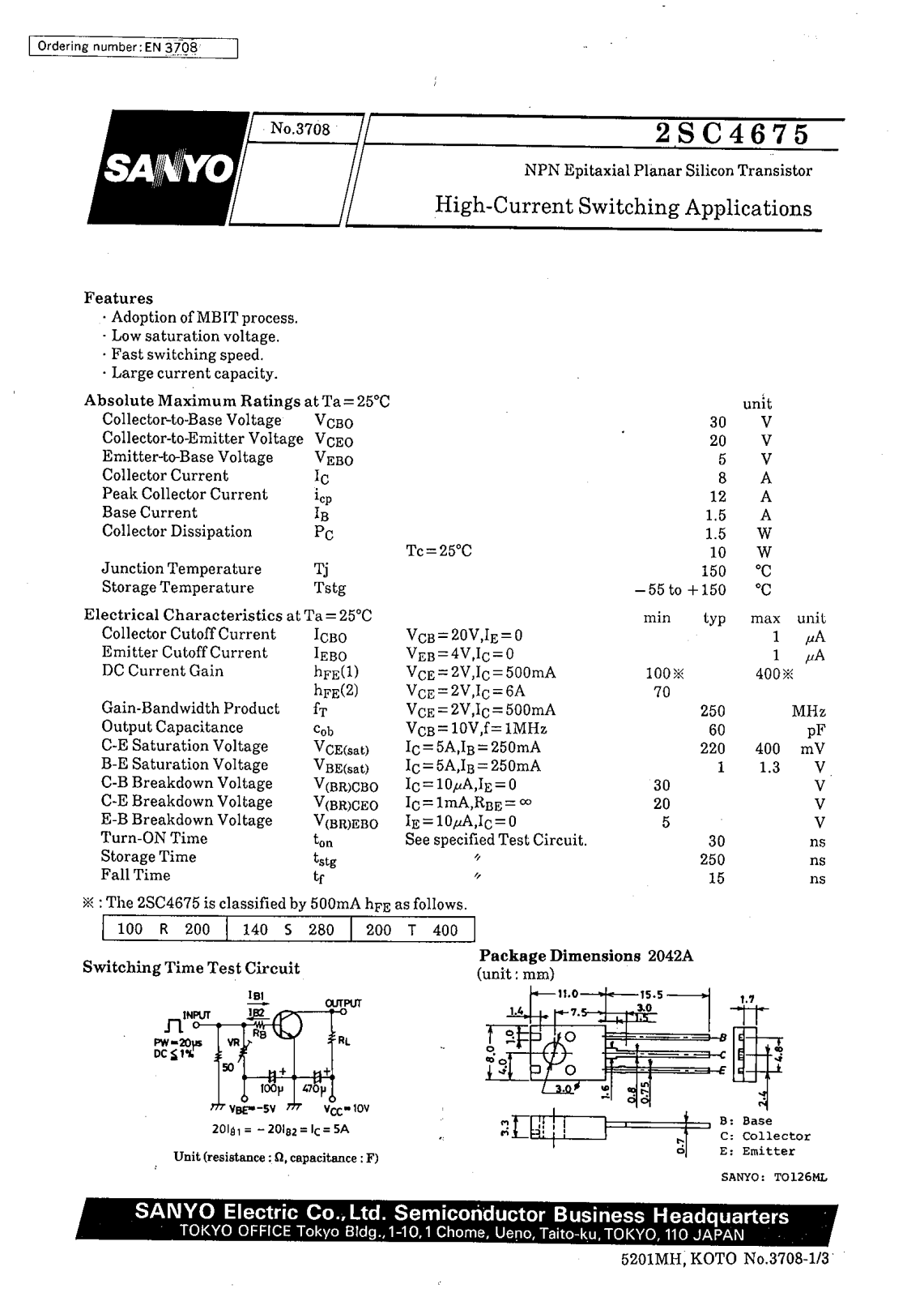 SANYO 2SC4675 Datasheet