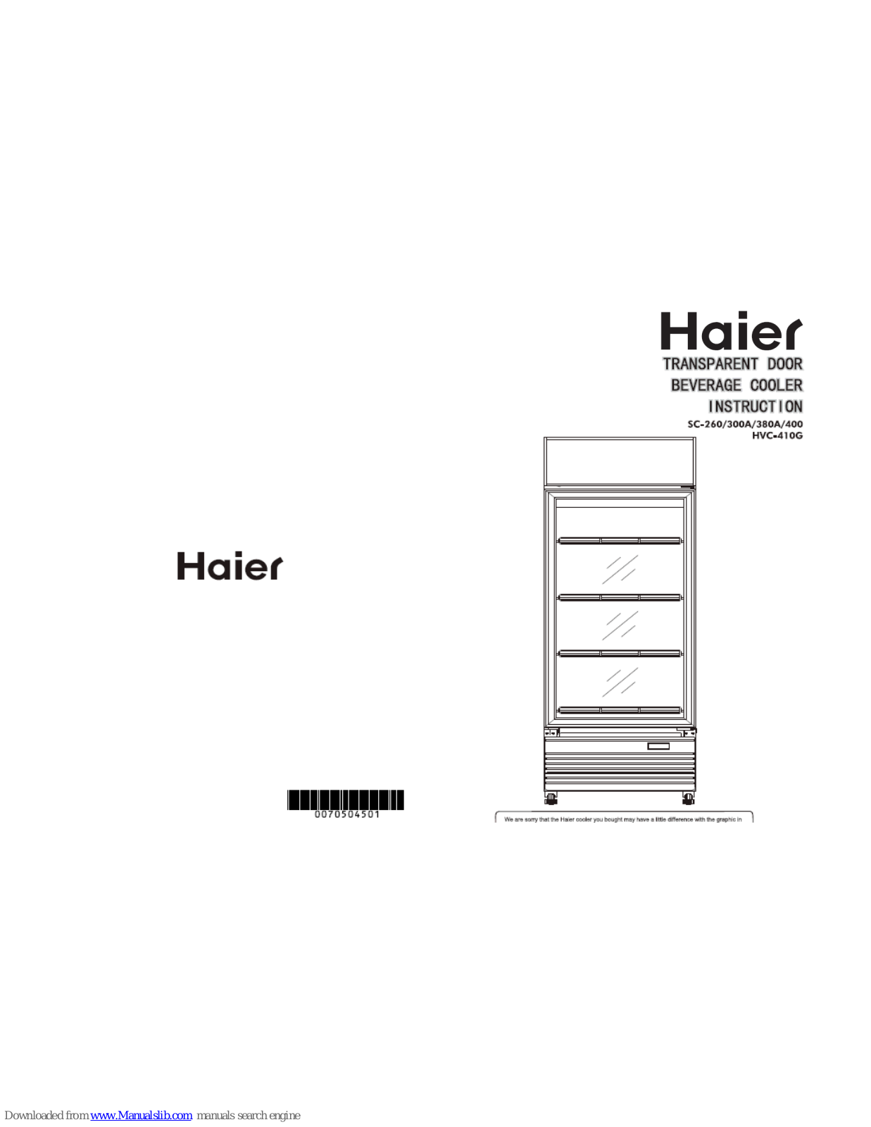 Haier SC-260, SC-300A, SC-380A, SC-400, HVC-410G Instruction