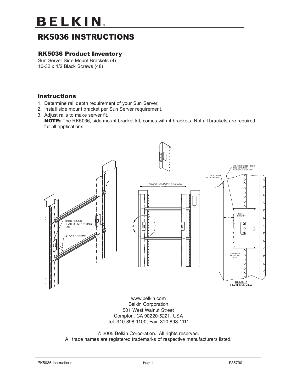 Belkin RK5036 User Manual