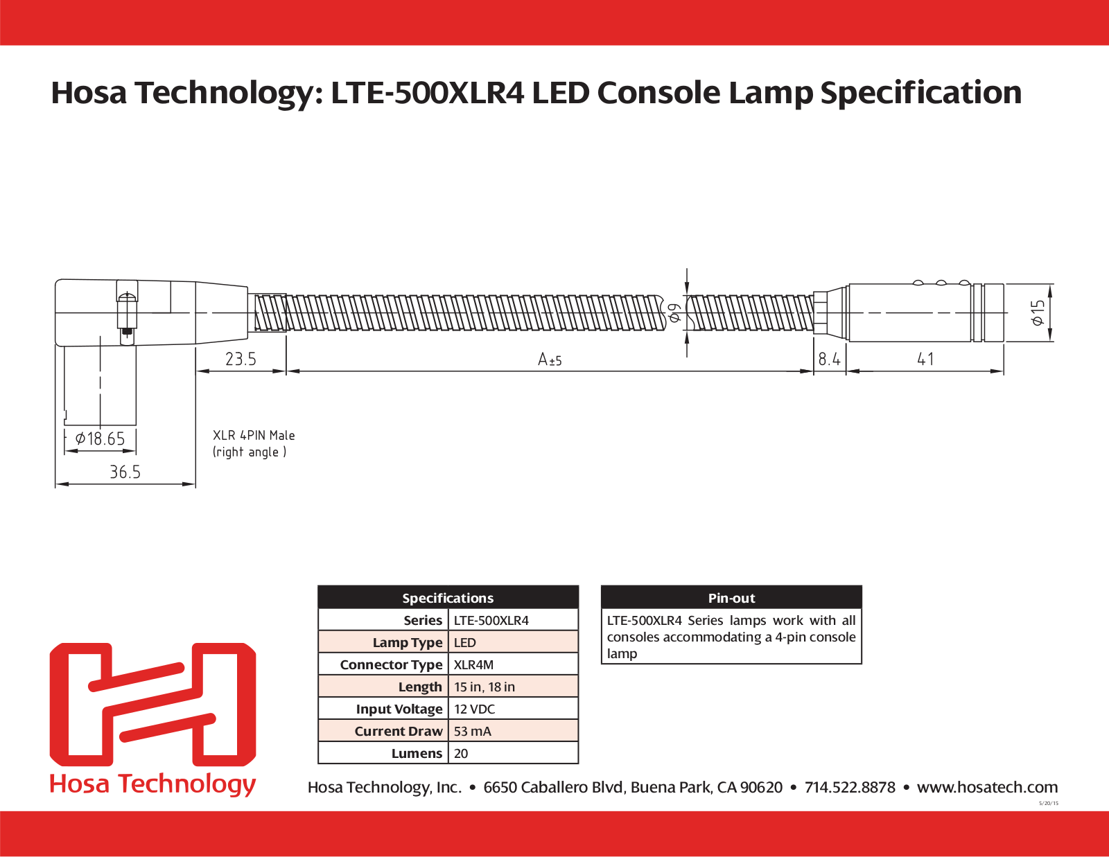 Hosa LTE-519XLR4, LTE-503XLR4 User Manual