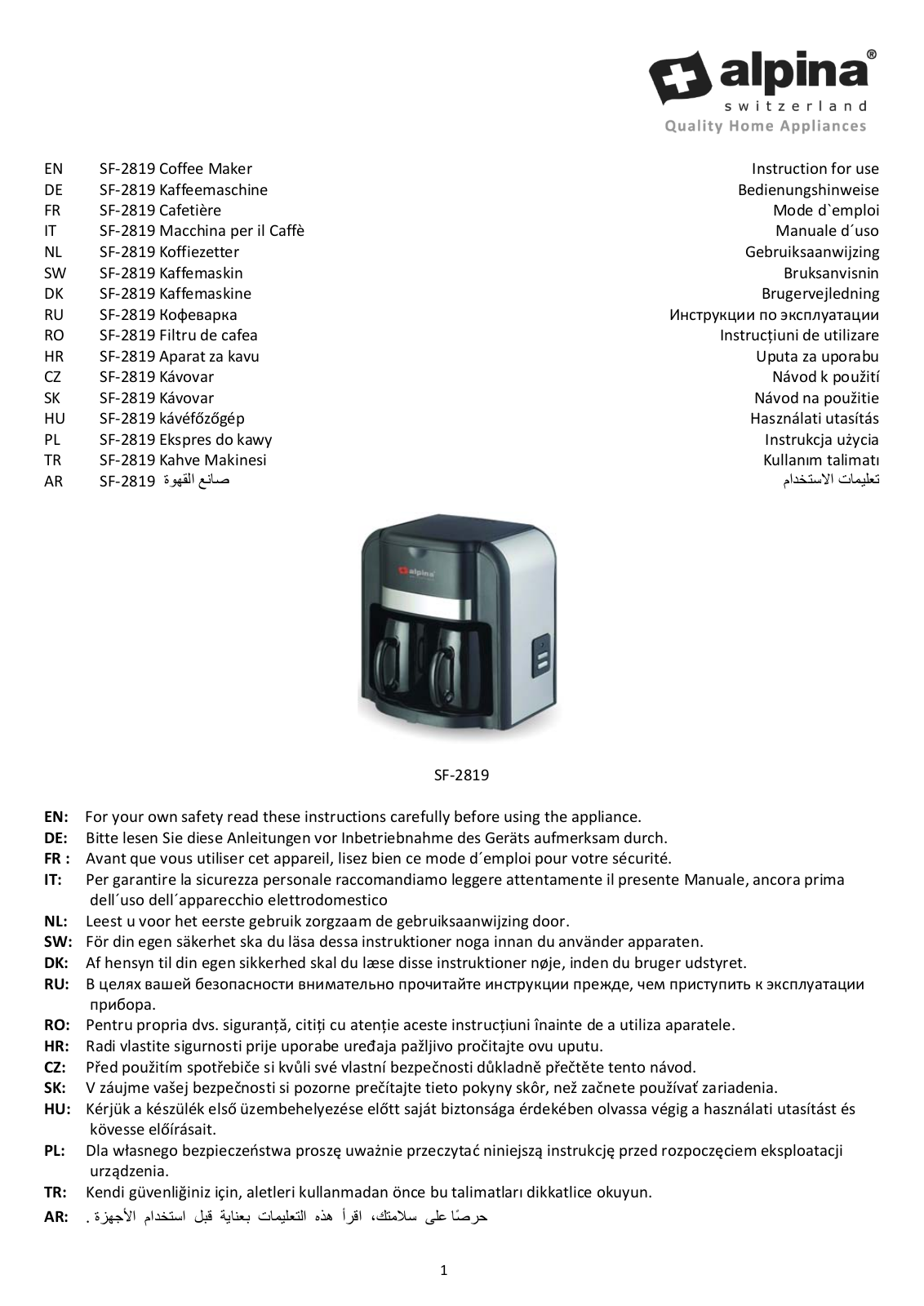 Alpina SF-2819 User Manual