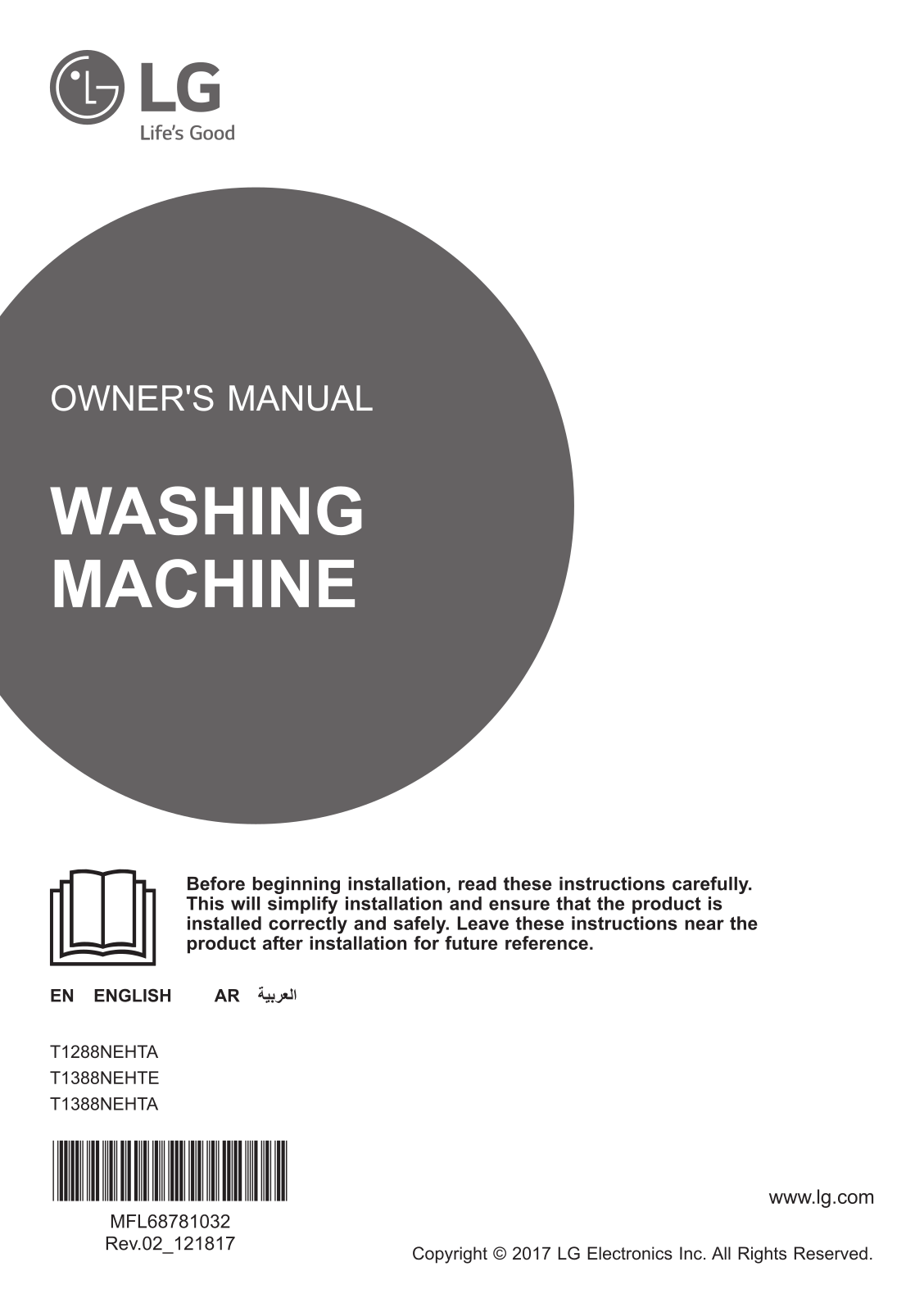 LG T1288NEHTA Owner's Manual