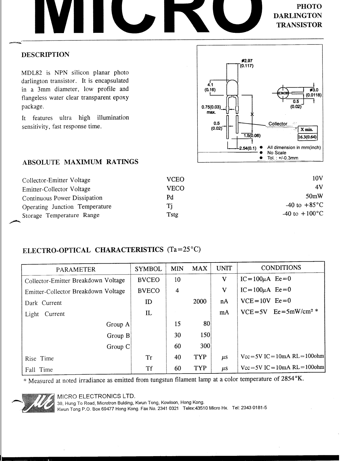 MICRO MDL82 Datasheet