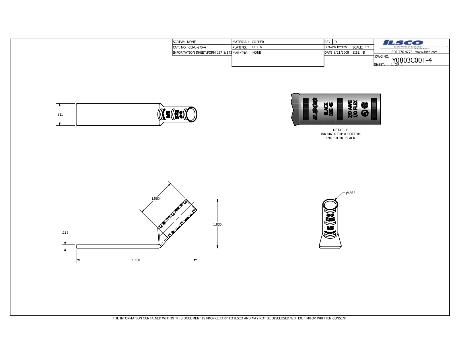 Ilsco CLNU-2/0-4 Data sheet