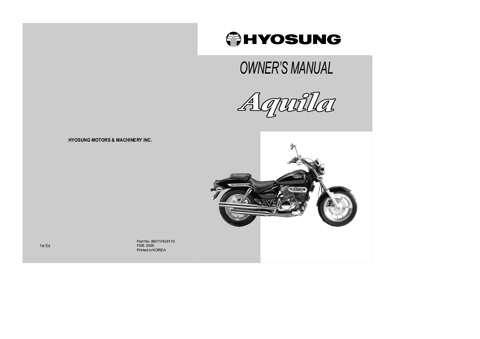 Hyosung Aquila 2000 Owner's manual