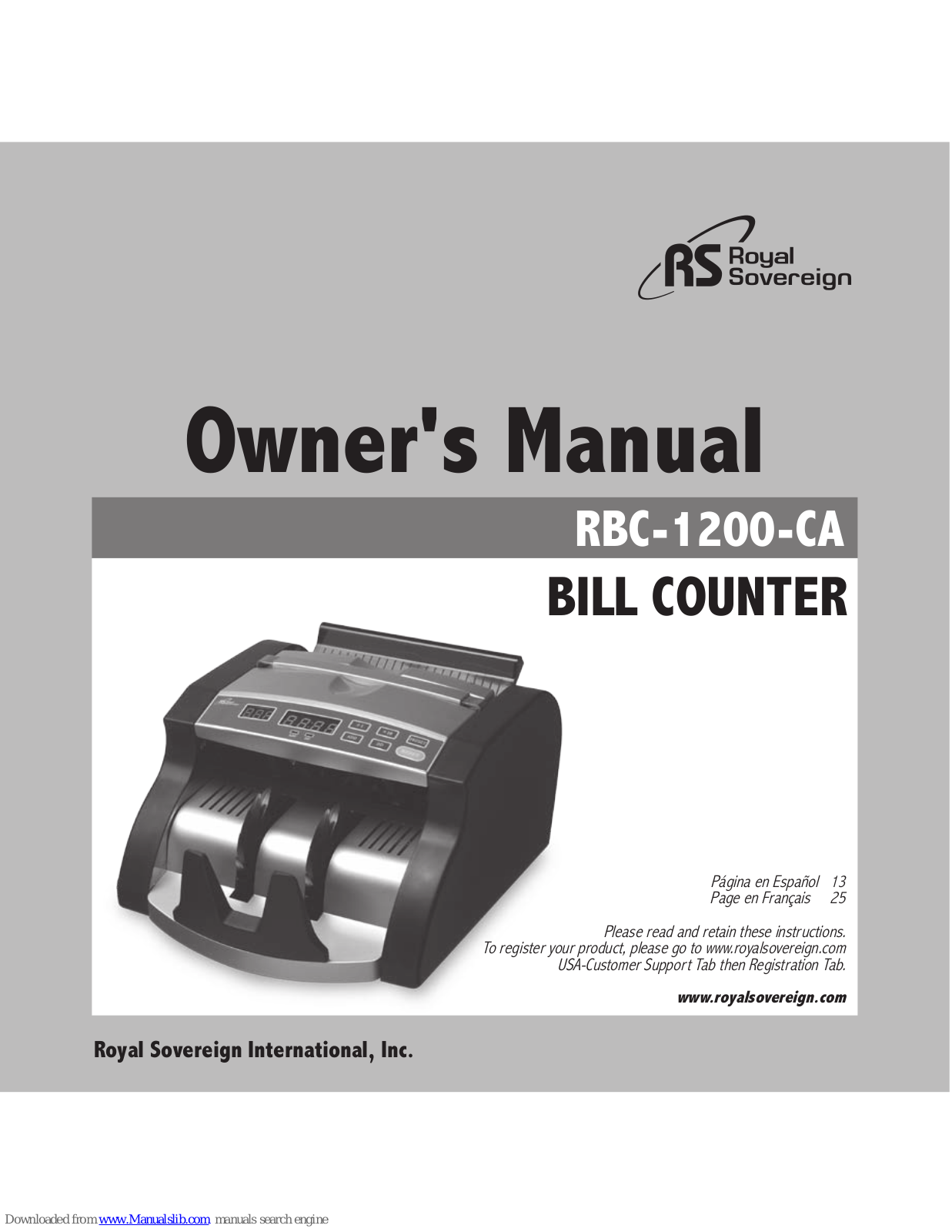 Royal Sovereign RBC-1200-CA Owner's Manual