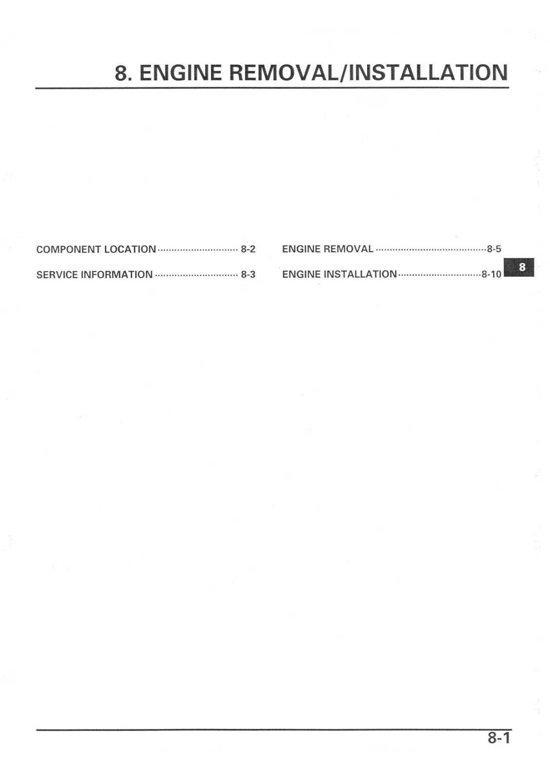 Honda CBR600RR '03 Service Manual Chapter 08 - Engine - Removal And Installation