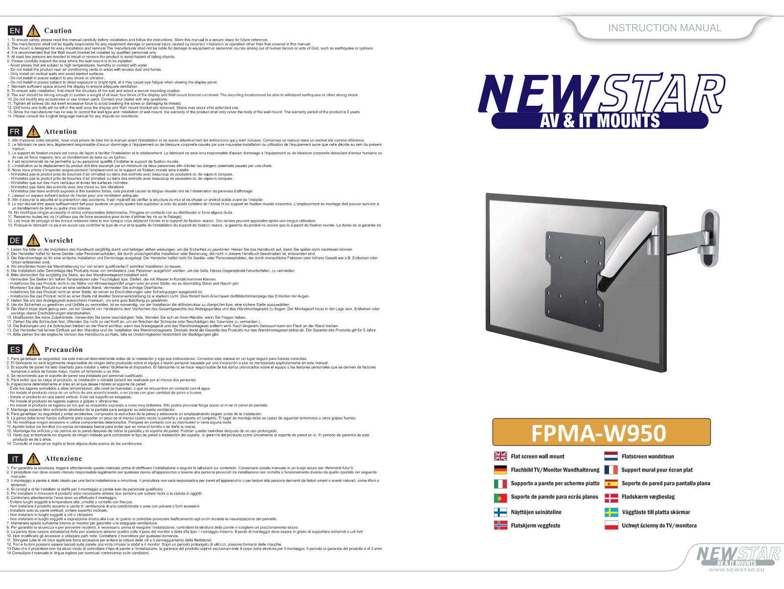 Newstar FPMA-W950 User Manual