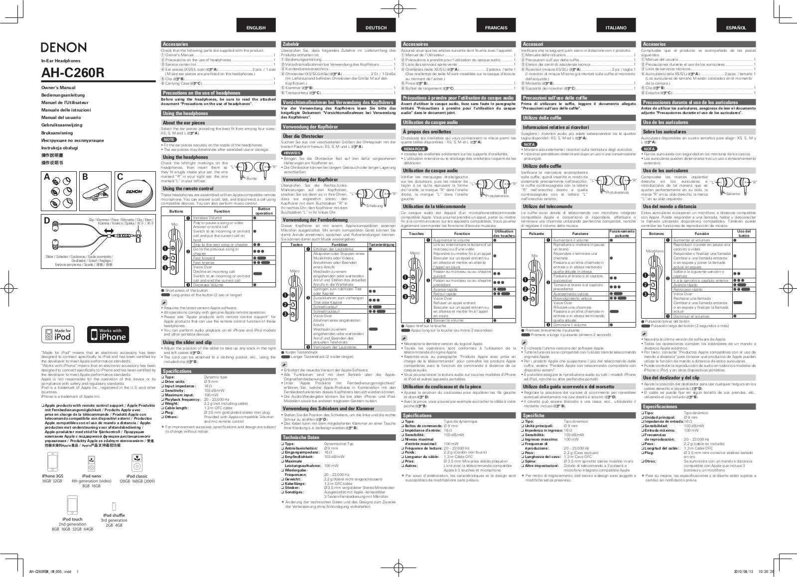 DENON AH-C260R User Manual