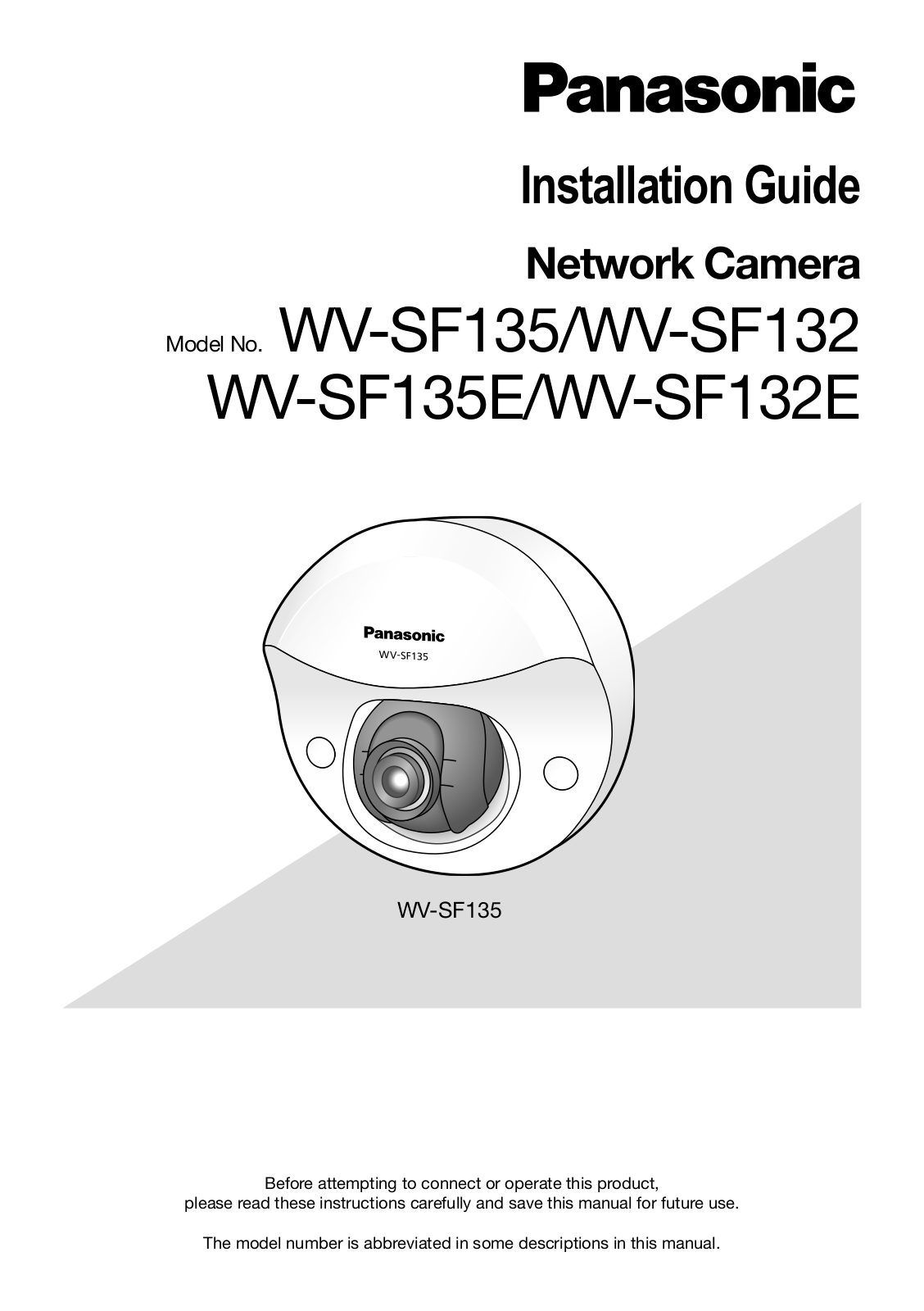 Panasonic WV-SF135 installation