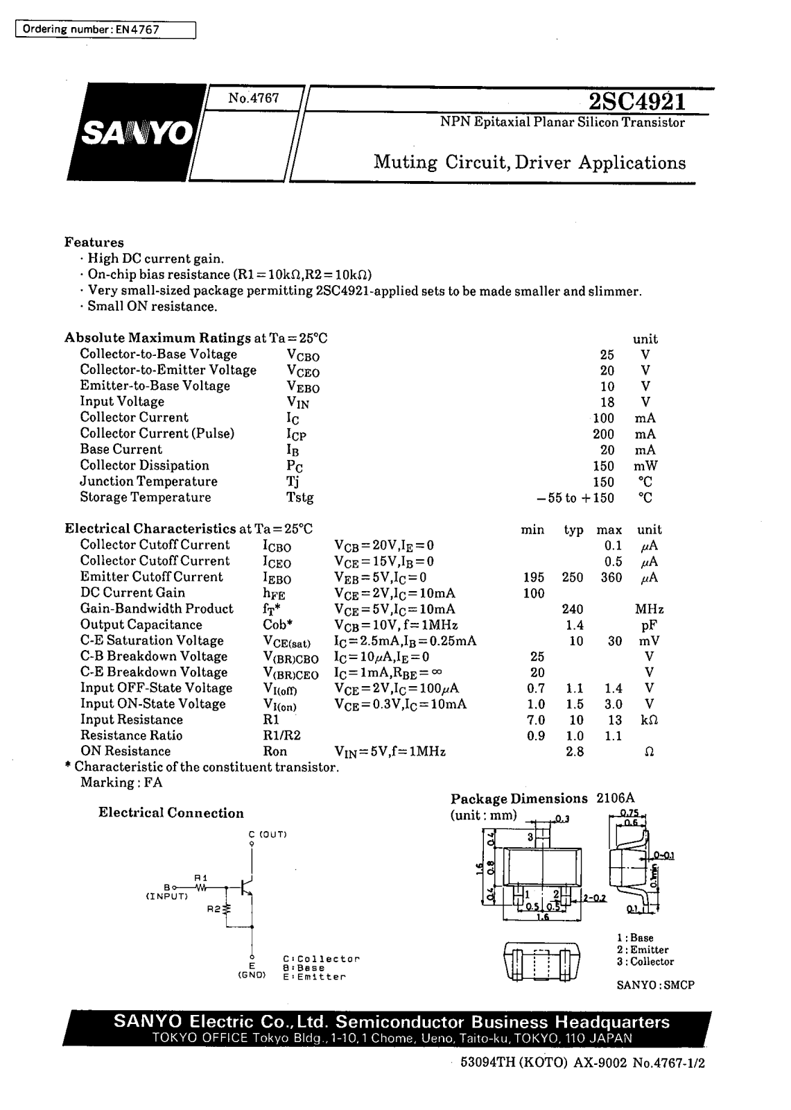 Datasheet 2SC4921 Datasheet (SANYO) - ManualMachine.com