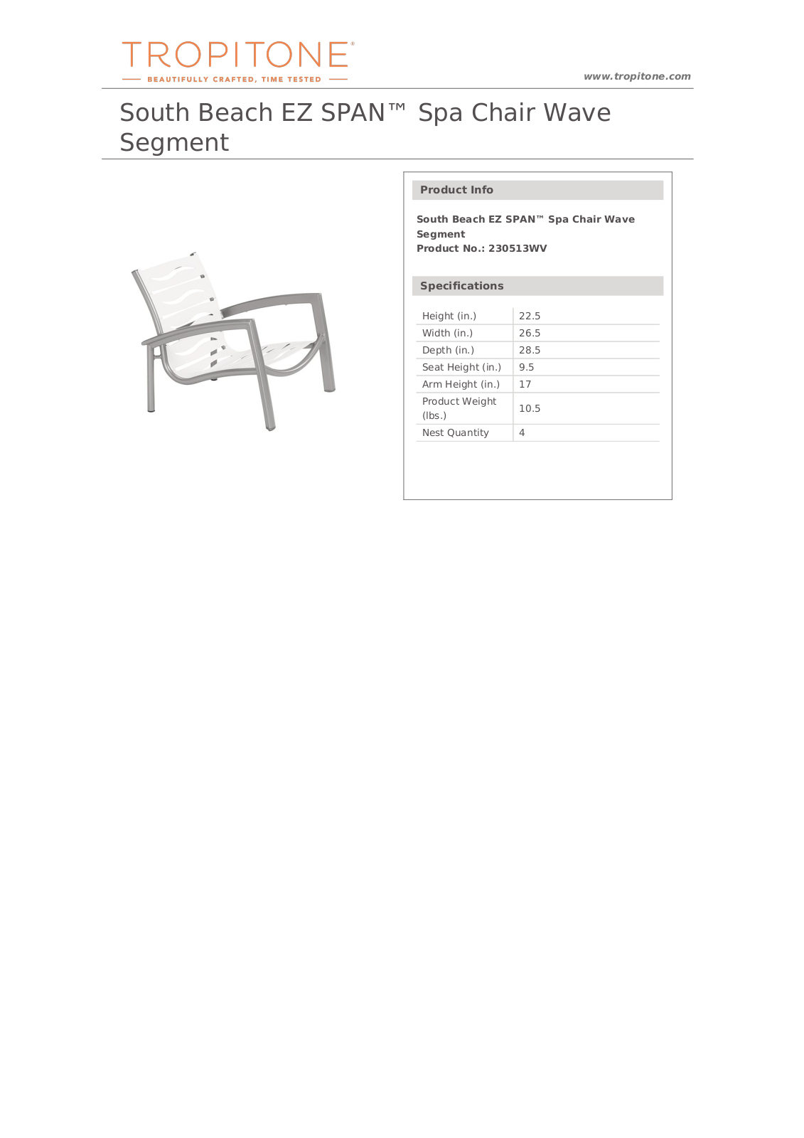 Tropitone TR3162 Dimensions - ManualMachine.com