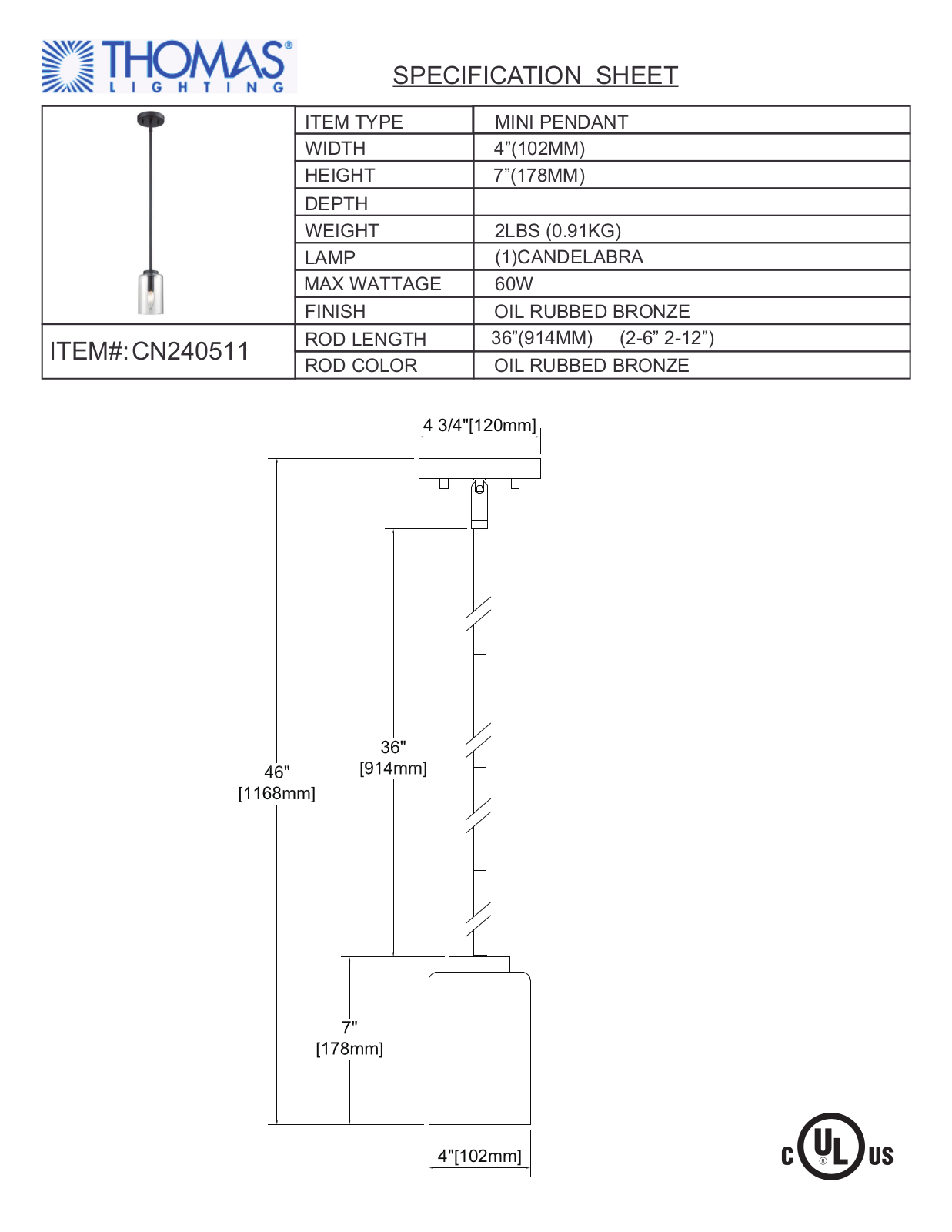 Thomas Lighting CN240511 User Manual - ManualMachine.com