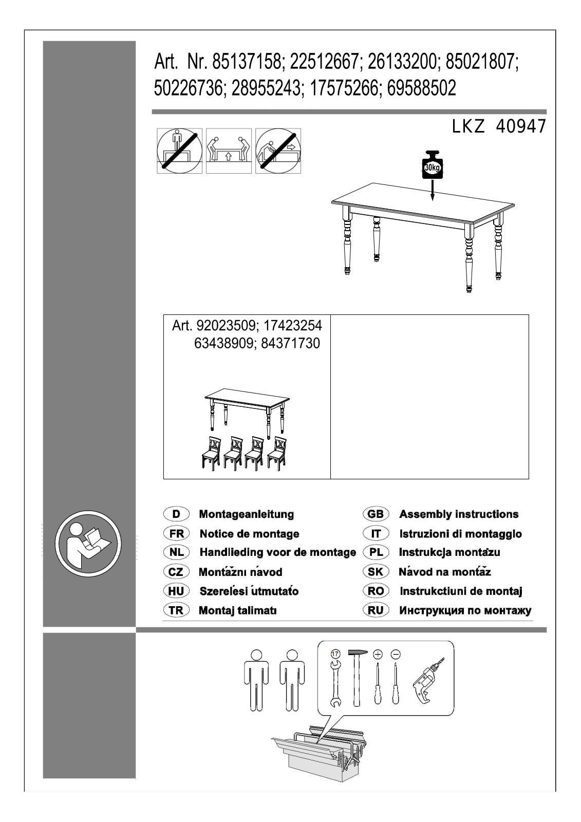 Home affaire Merida Assembly instructions