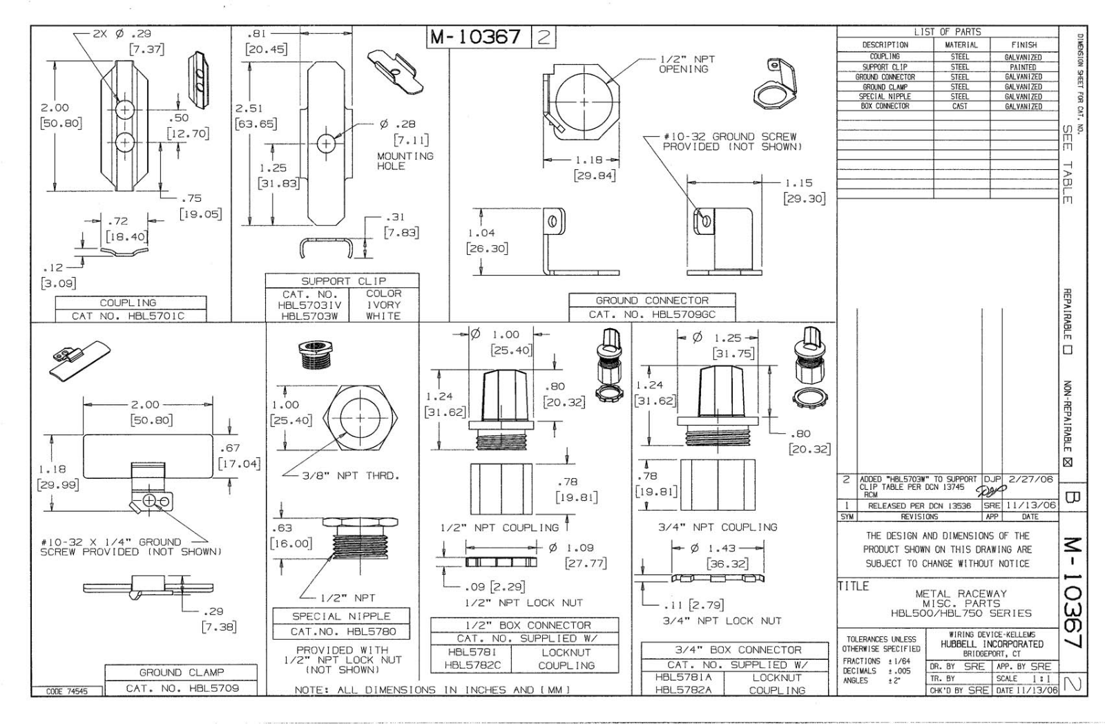 Hubbell HBL5701C Reference Drawing