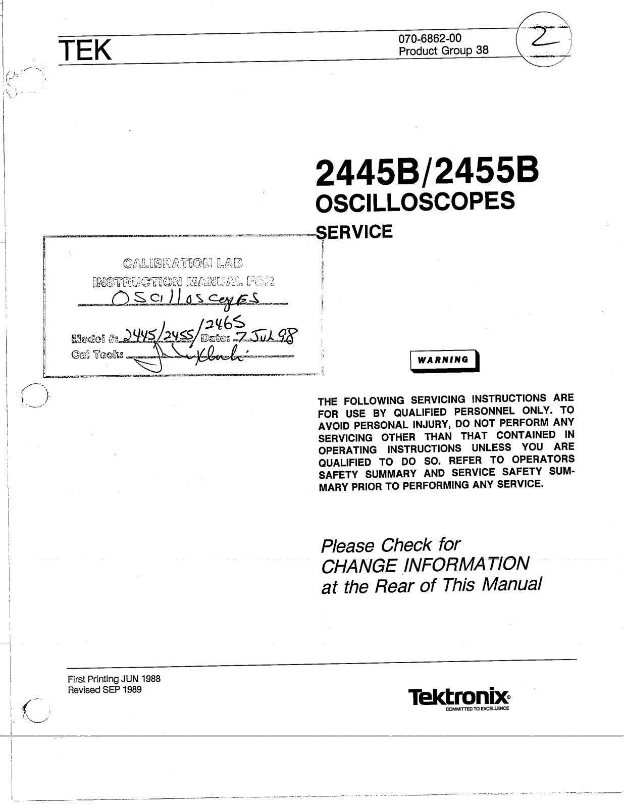 Tektronix 2445b schematic