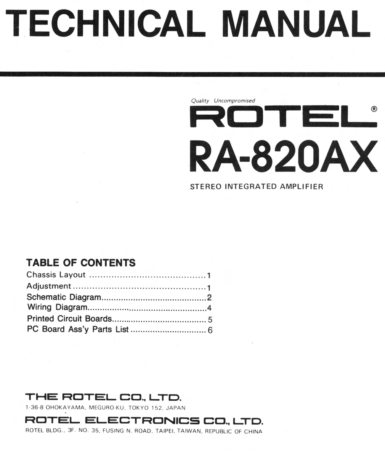 Rotel RA-820-AX Service manual