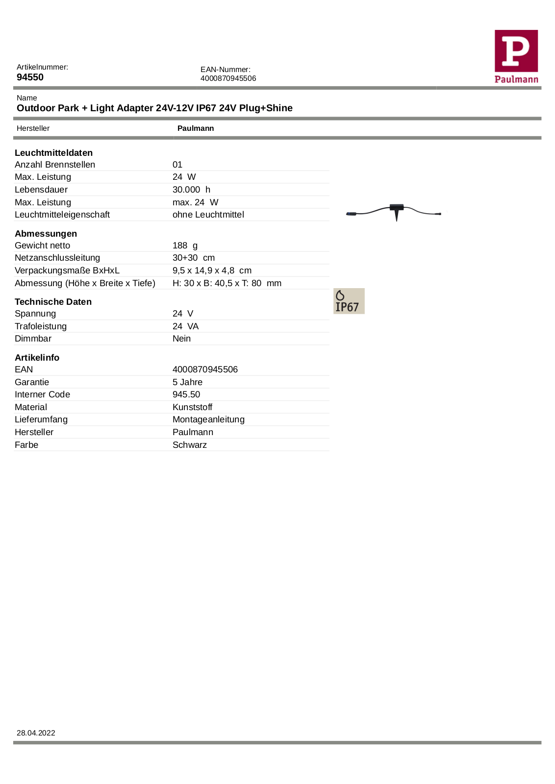 PAULMANN PLM 94550 Datasheet - ManualMachine.com