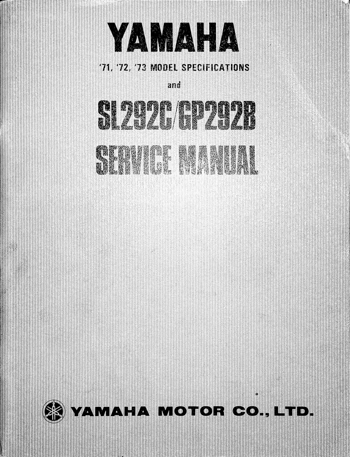 Yamaha SL292C (1971), SL292C (1972), GP292B (1973), SL292C (1973), GP292B (1971) Service Manual