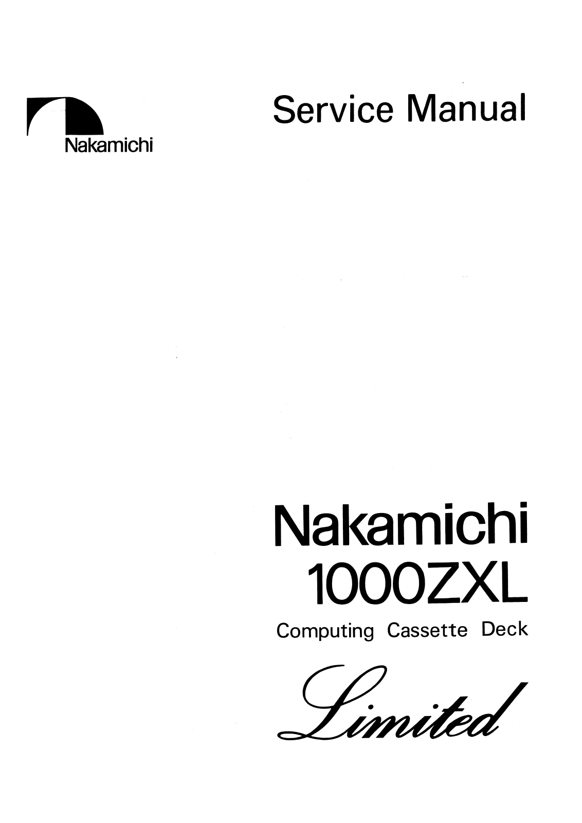 Nakamichi 1000-ZXL Limited Service manual