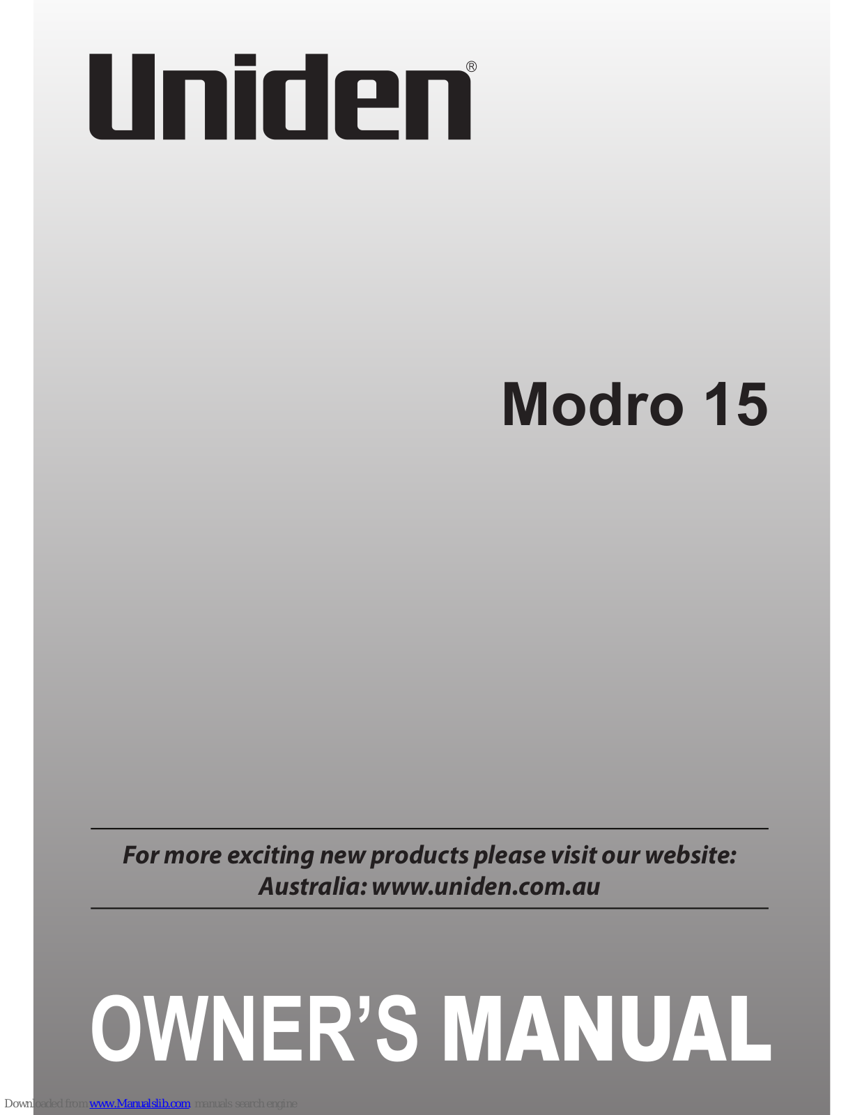 Uniden Modro 15 Owner's Manual