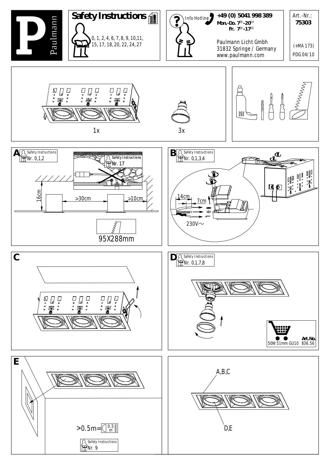 Paulmann 75303 Safety instructions