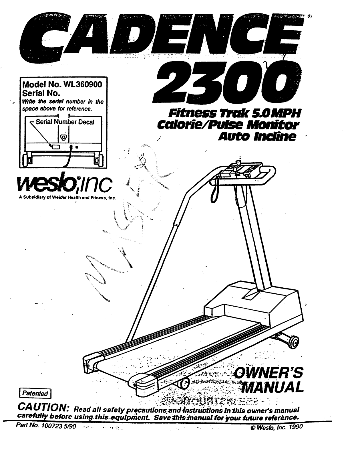 Weslo WL360900 Owner's Manual