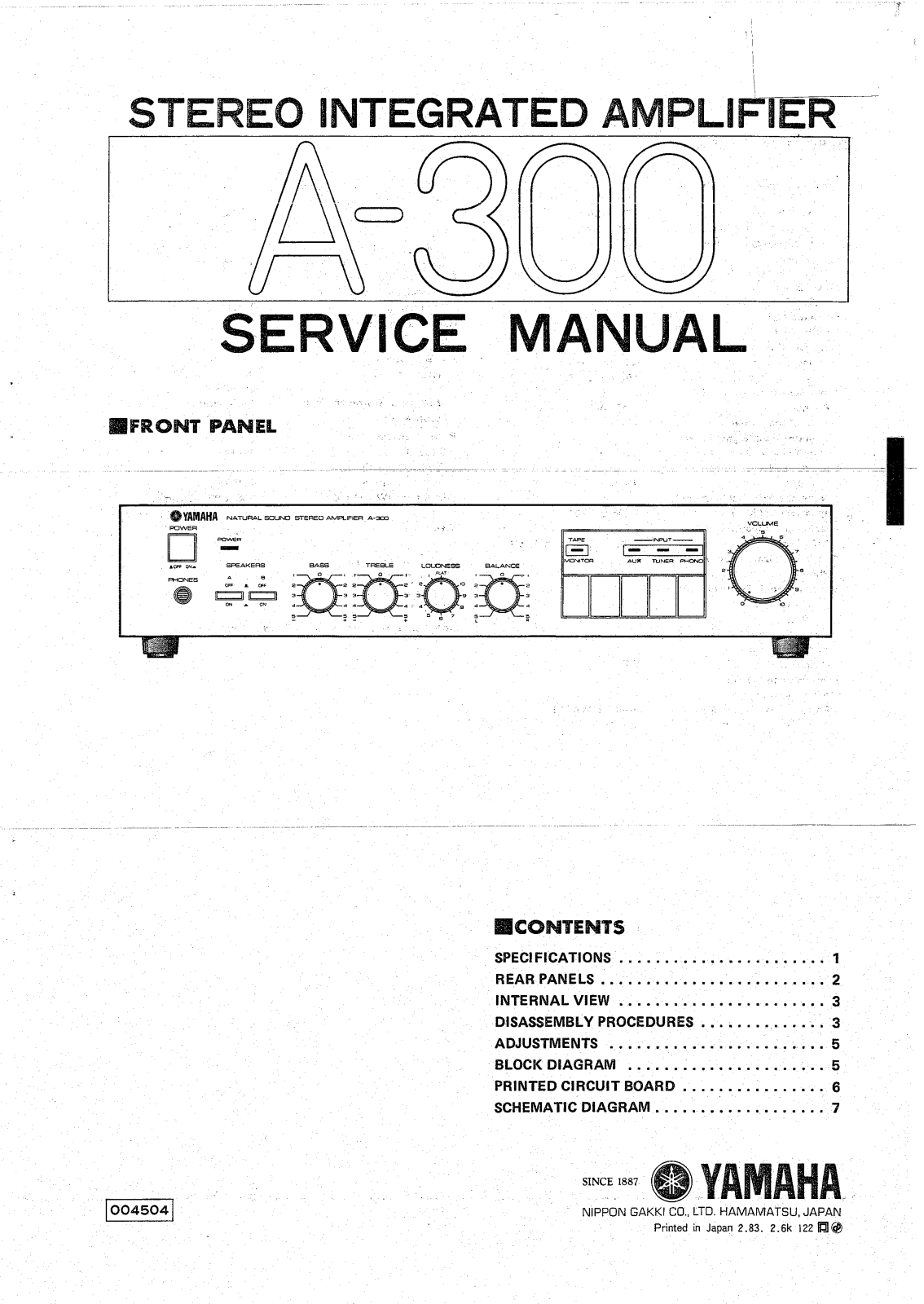 Yamaha A-300 Service Manual