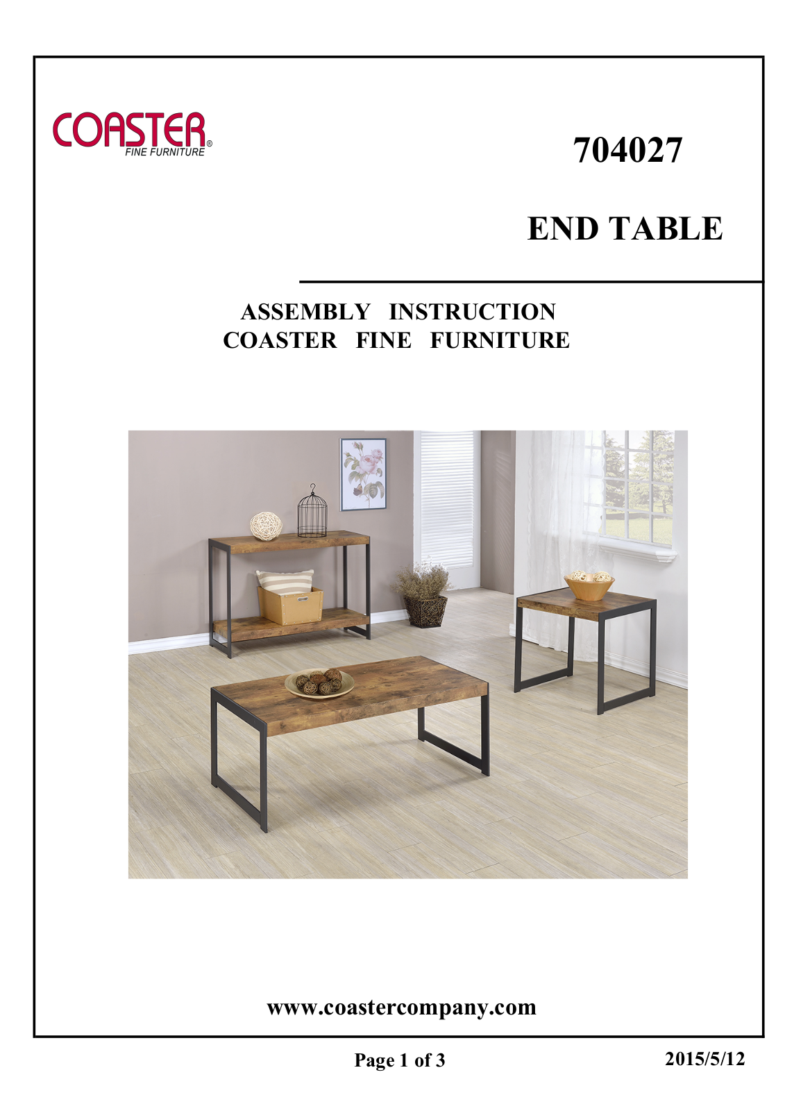 Coaster 704027 Assembly Guide - ManualMachine.com