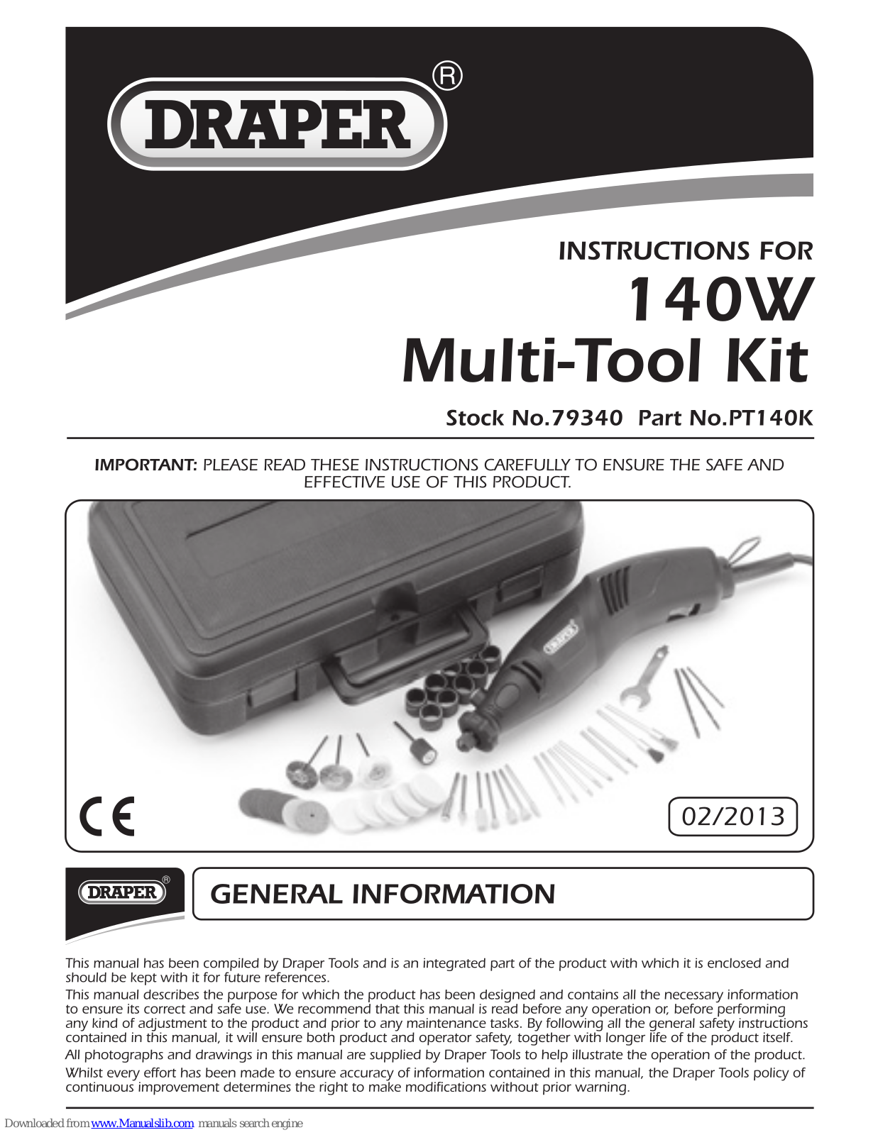 Draper PT140K, 79340 Instructions Manual - ManualMachine.com