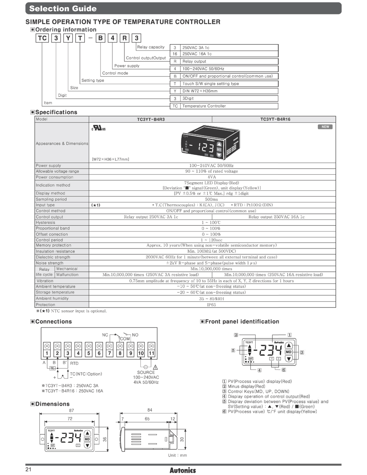 Autonics TC3YT Data sheet