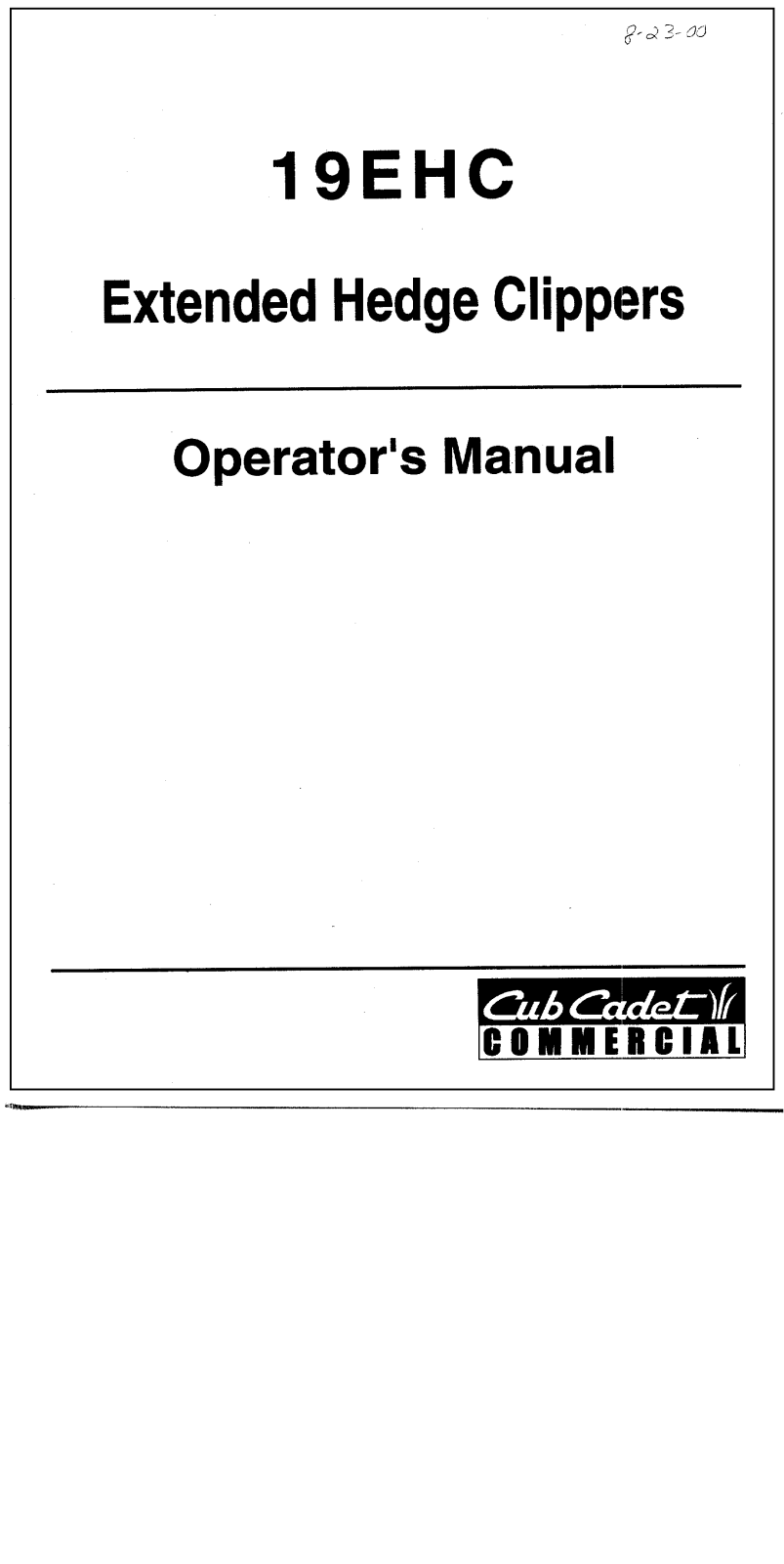 Cub Cadet 19EHC User Manual