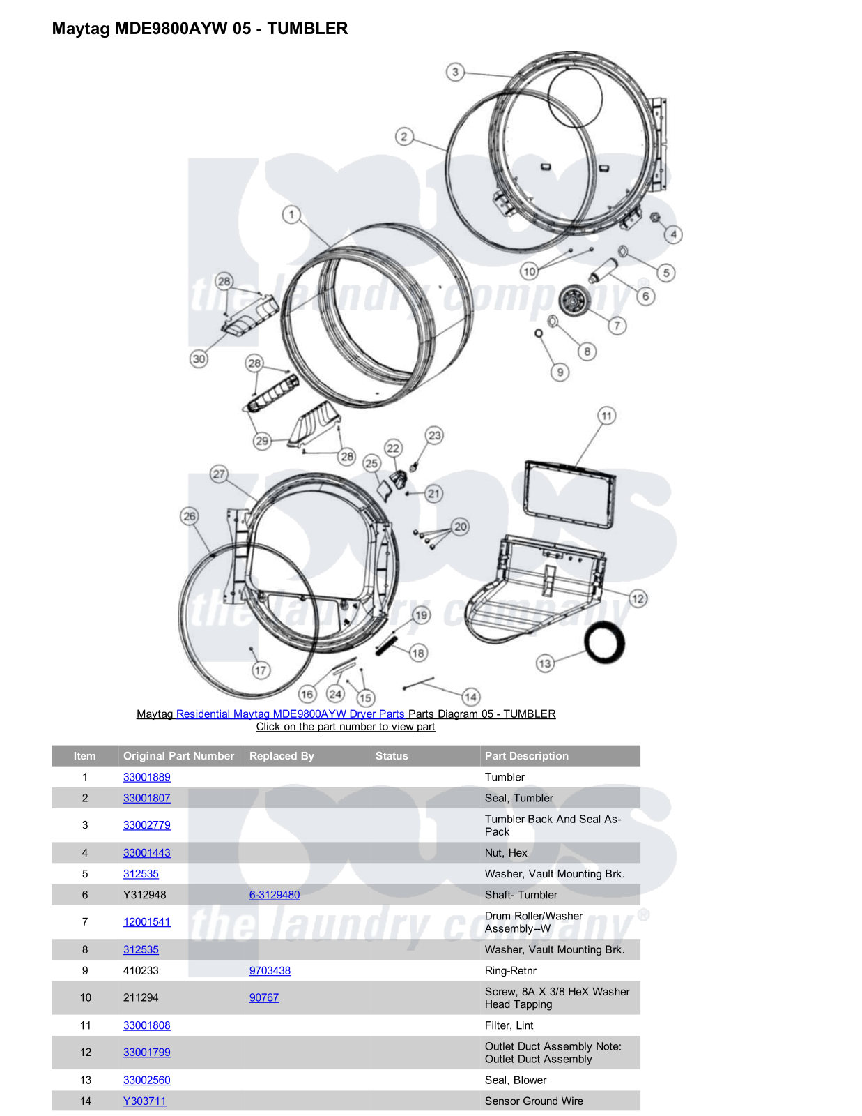 Maytag MDE9800AYW Parts Diagram