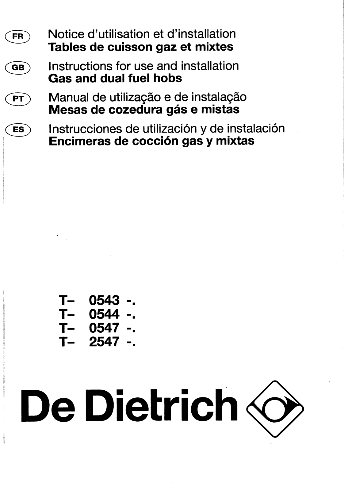 De dietrich t-1010, t-1510, t-1513, t-1810 User Manual