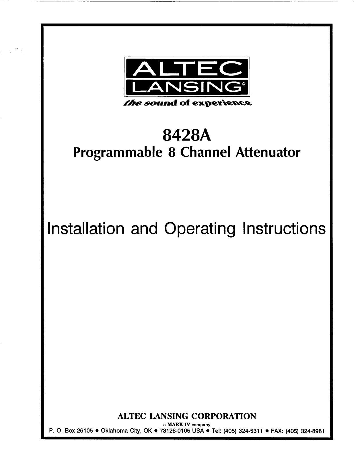ALTEC 8428A Service Manual
