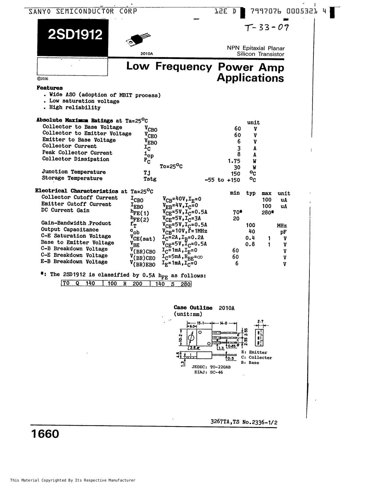 Sanyo 2sd1912 Datasheet - ManualMachine.com