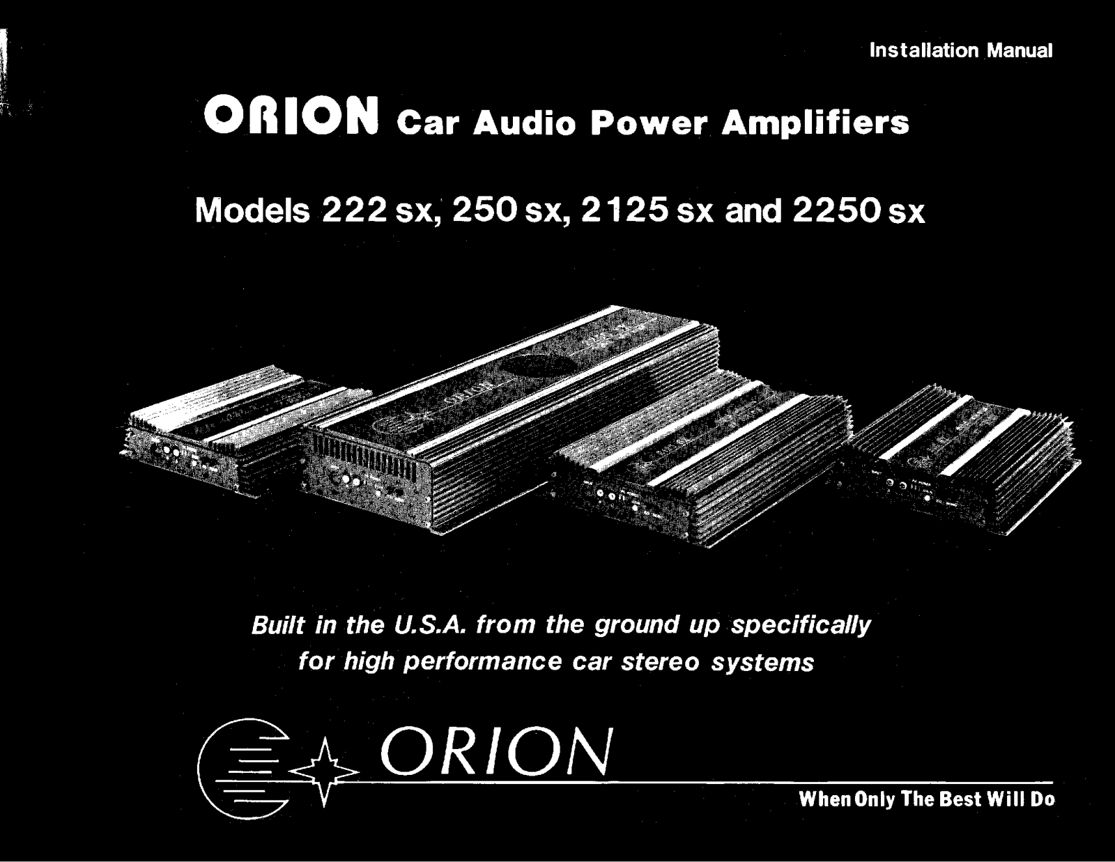 Orion Car Audio 2125SX, 2250SX, 222SX, 250SX User Manual