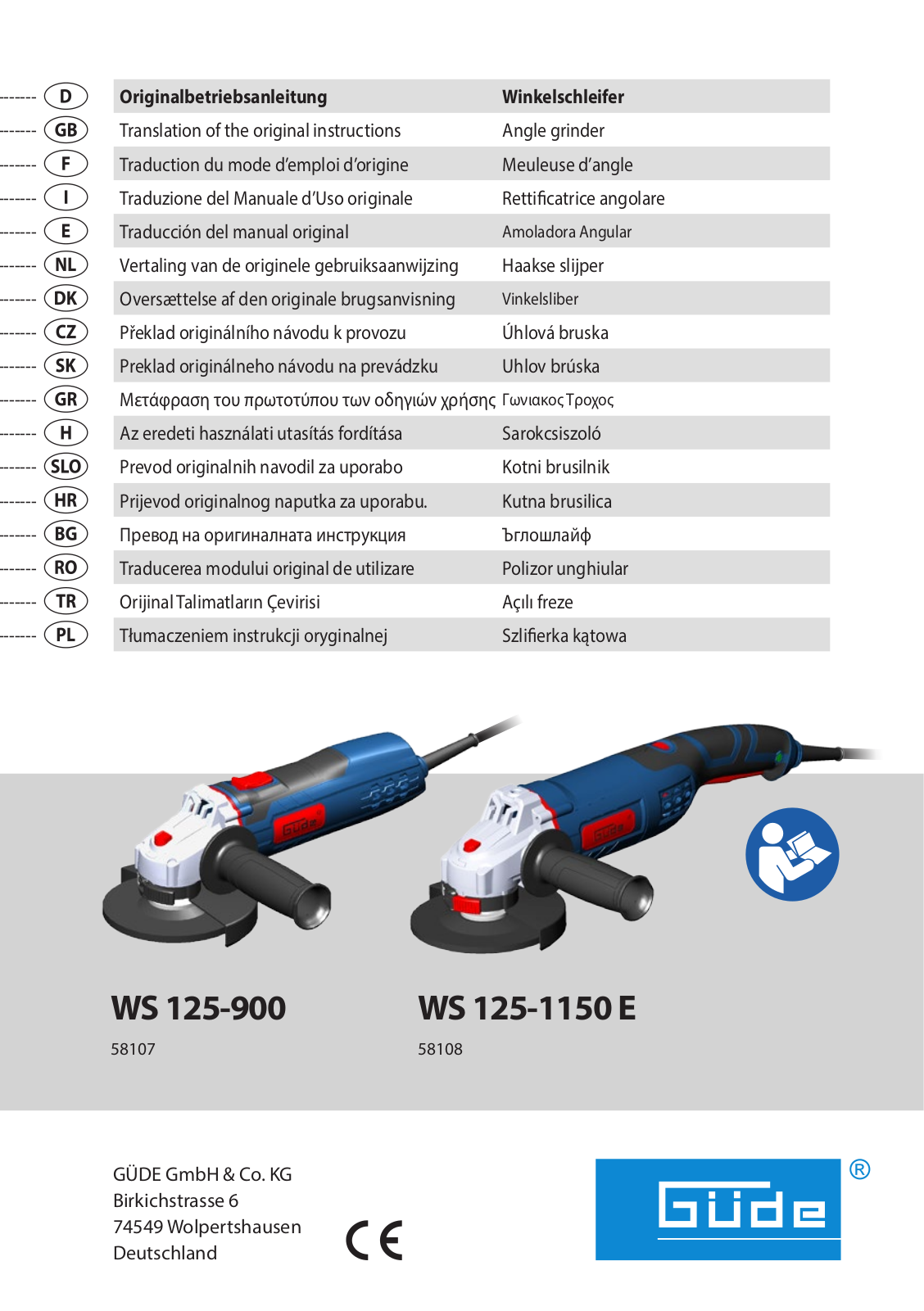 Güde WS 125-1150 E, WS 125-900 User Manual