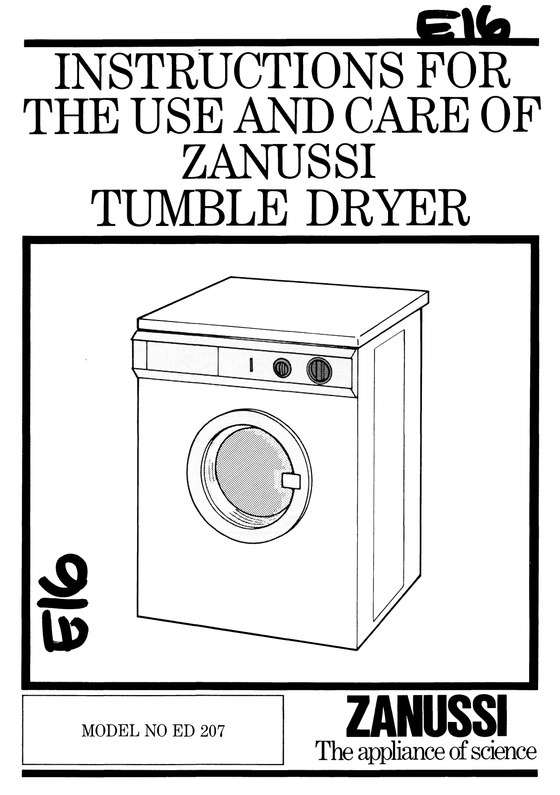 Zanussi ED 207 Instruction Manual