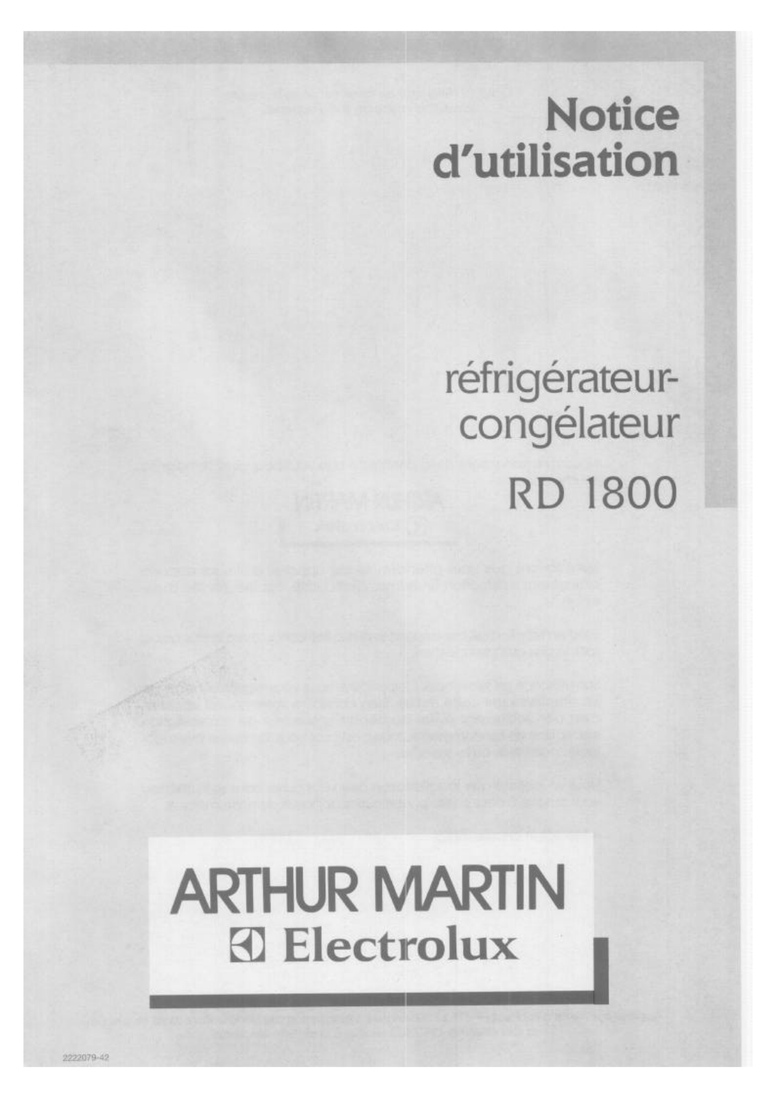 Arthur martin RD1800 User Manual