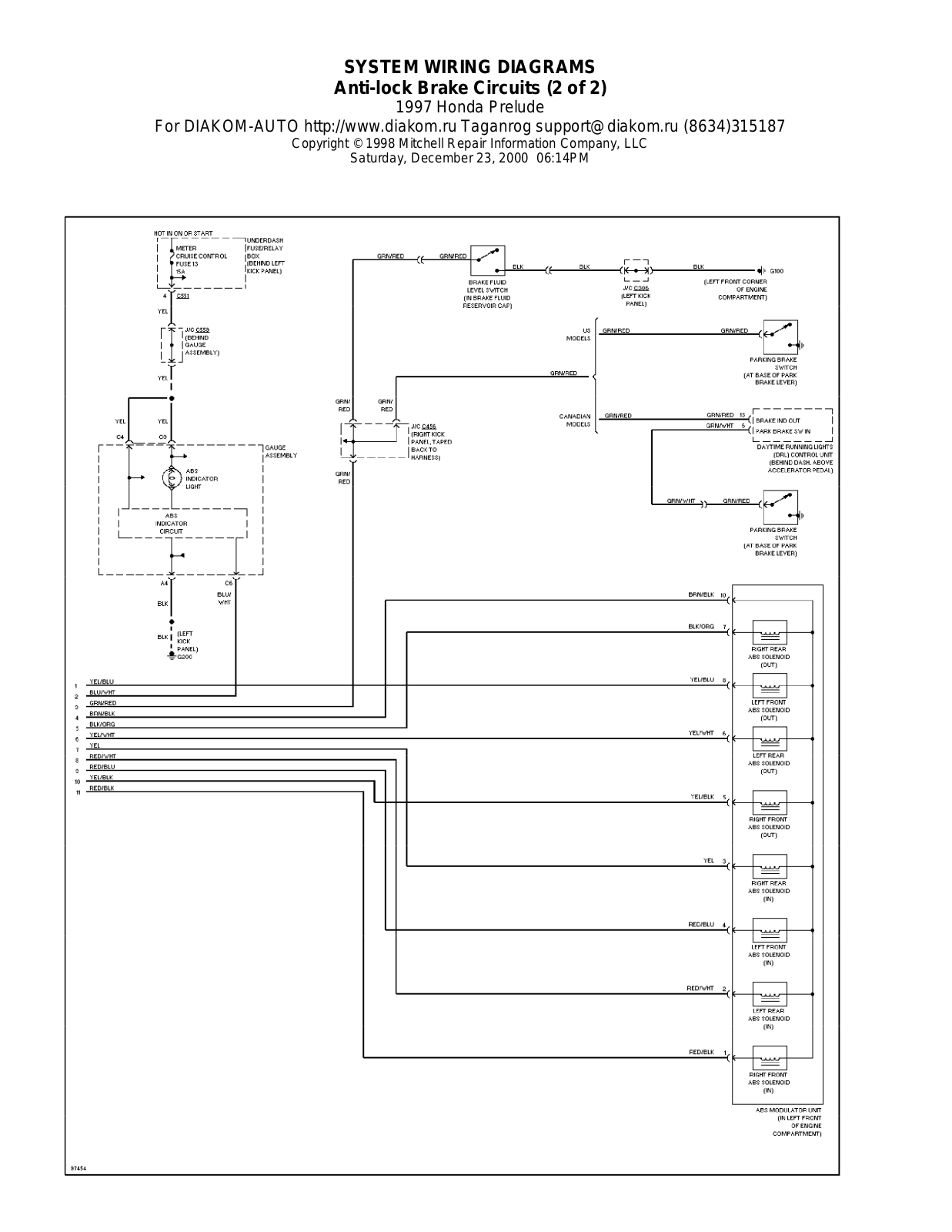 Honda Prelude 1997-1999 Wire Diagrams  17464