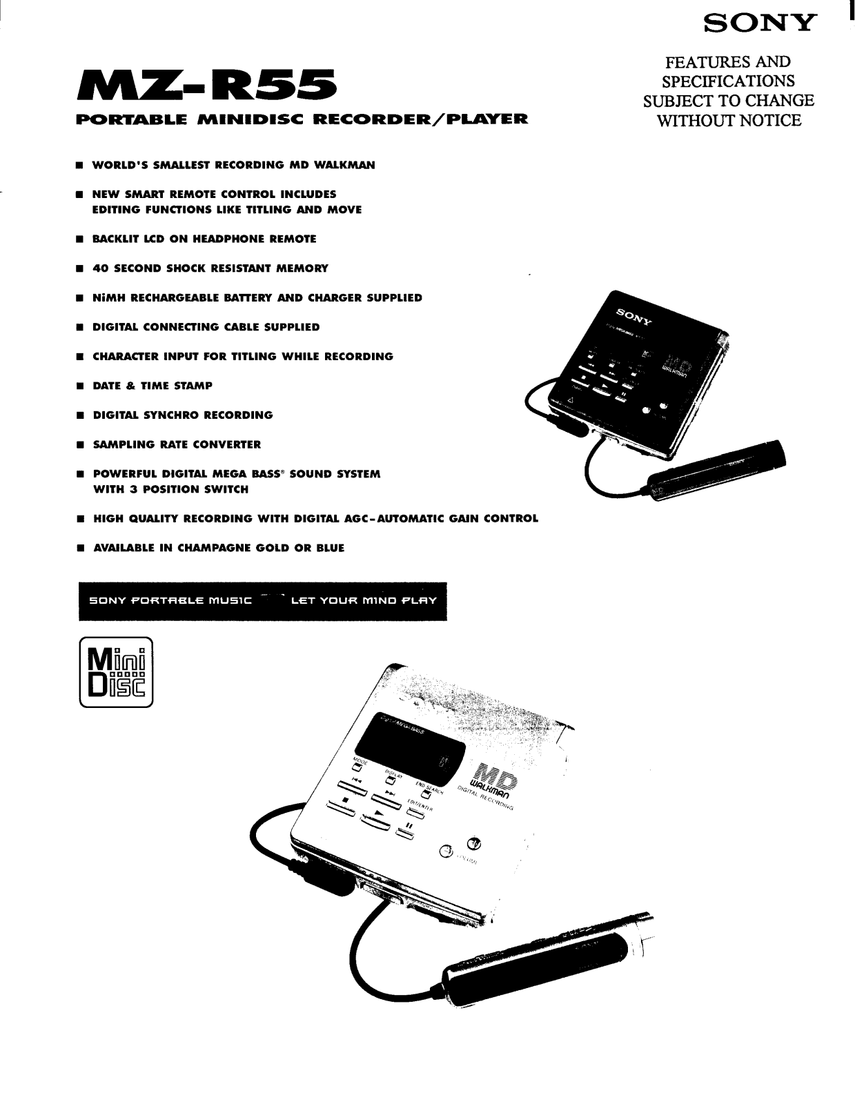 Sony MZ-R55 BROCHURE