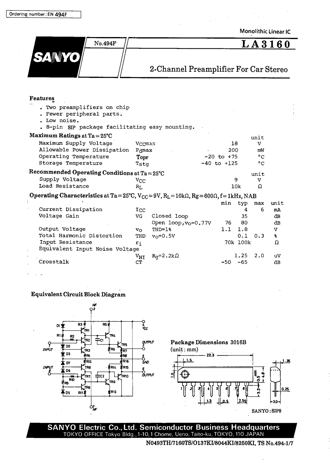 Datasheet LA3160 Datasheet (SANYO) - ManualMachine.com