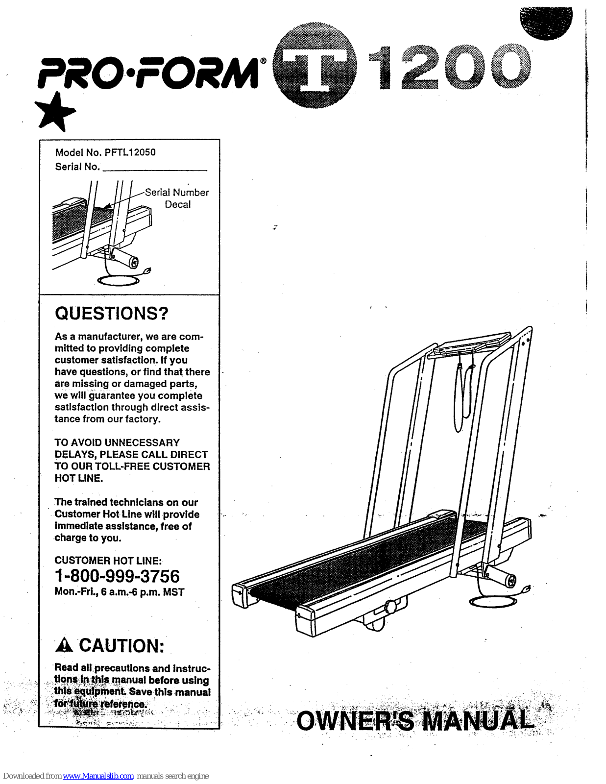 ProForm 120 Se, T1200, PFTL12050 User Manual