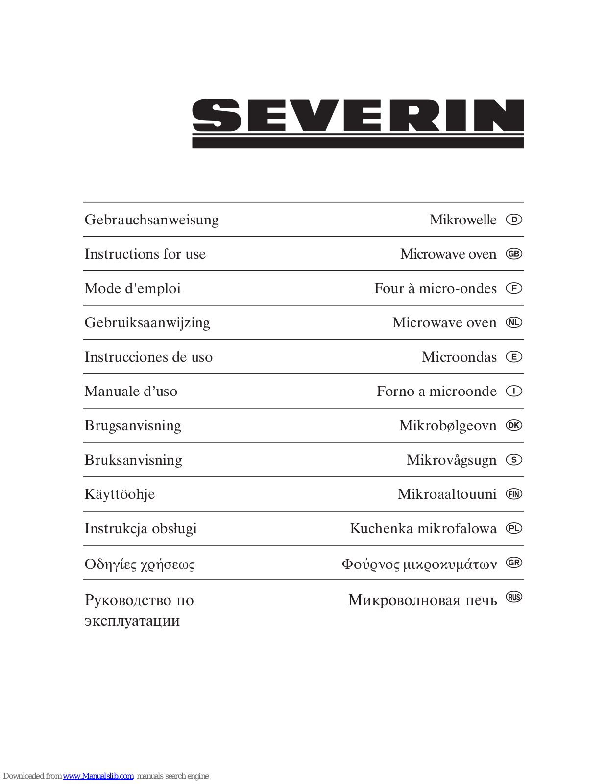 SEVERIN *910.045 Instructions For Use Manual