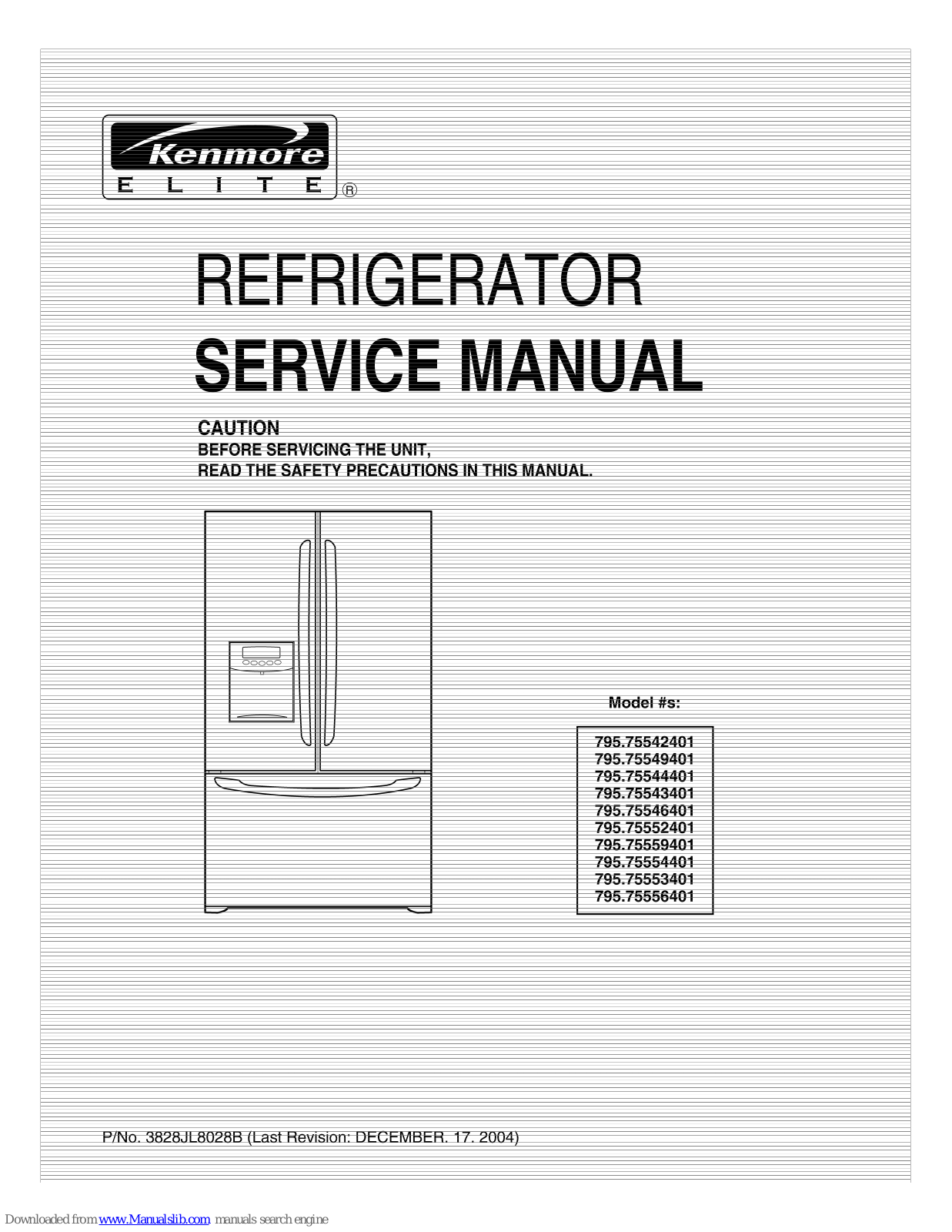 Kenmore 795.75542401, 795.75549401, 795.7554401, 795.75552401, 795.75559401 Service Manual