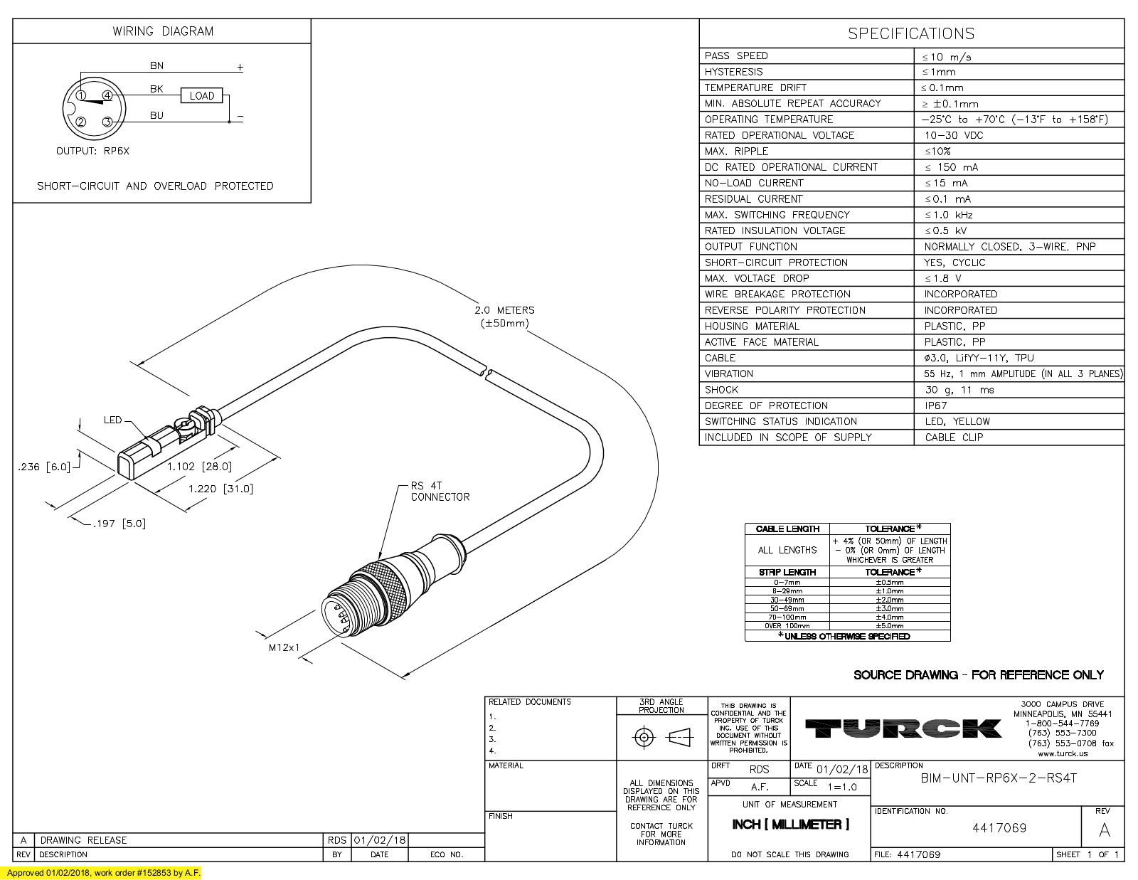 Turck BIM-UNT-RP6X-2-RS4T Data Sheet