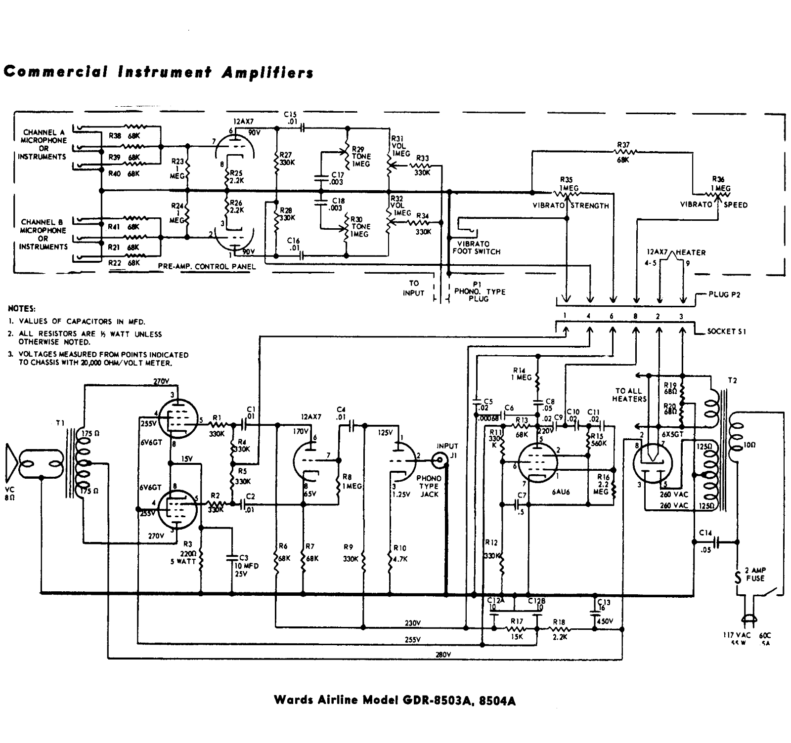 Airline Wards gdr8503a, gdr 8504a schematic